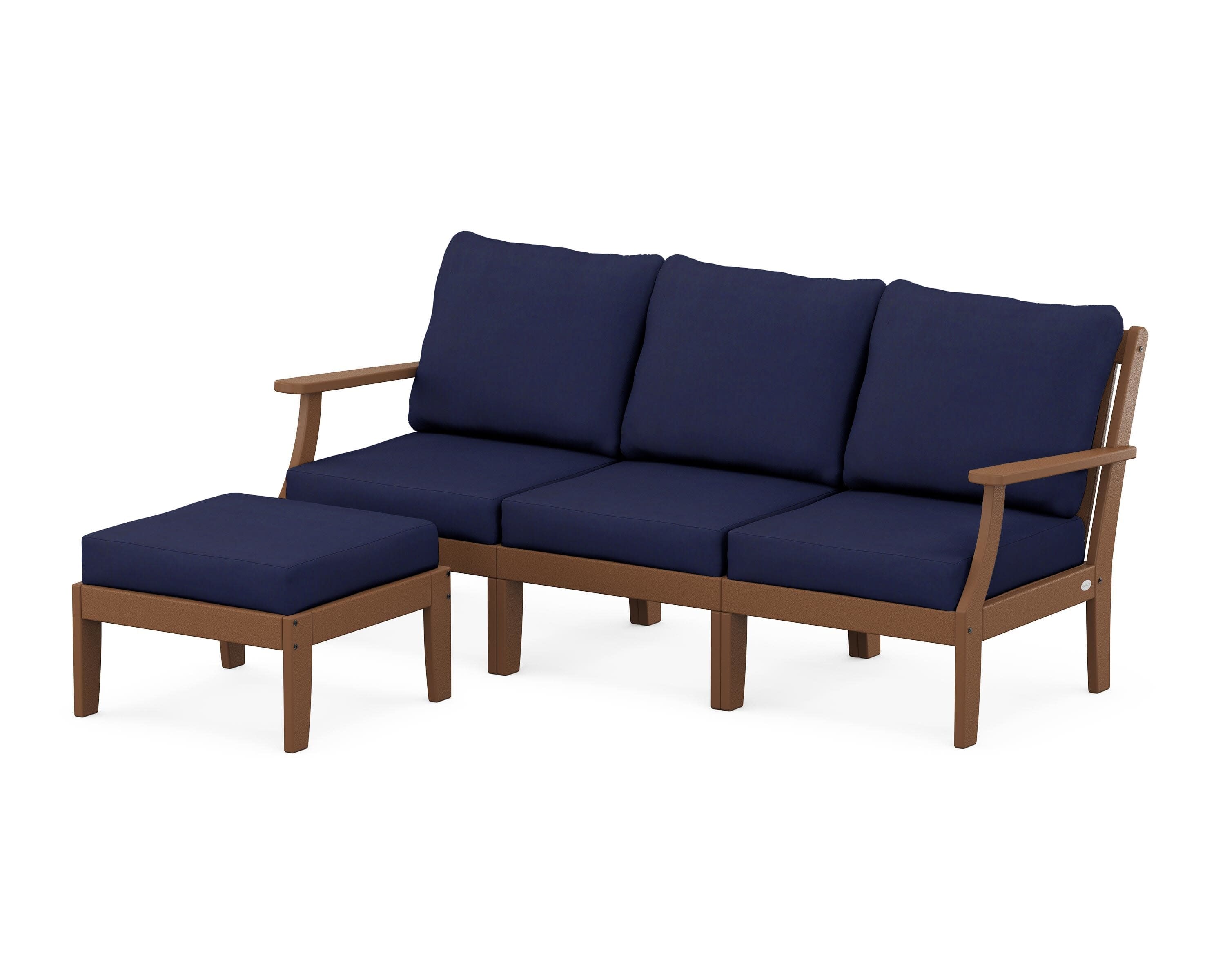 Braxton Modular 4-Piece Deep Seating Set with Ottoman in Teak / Navy
