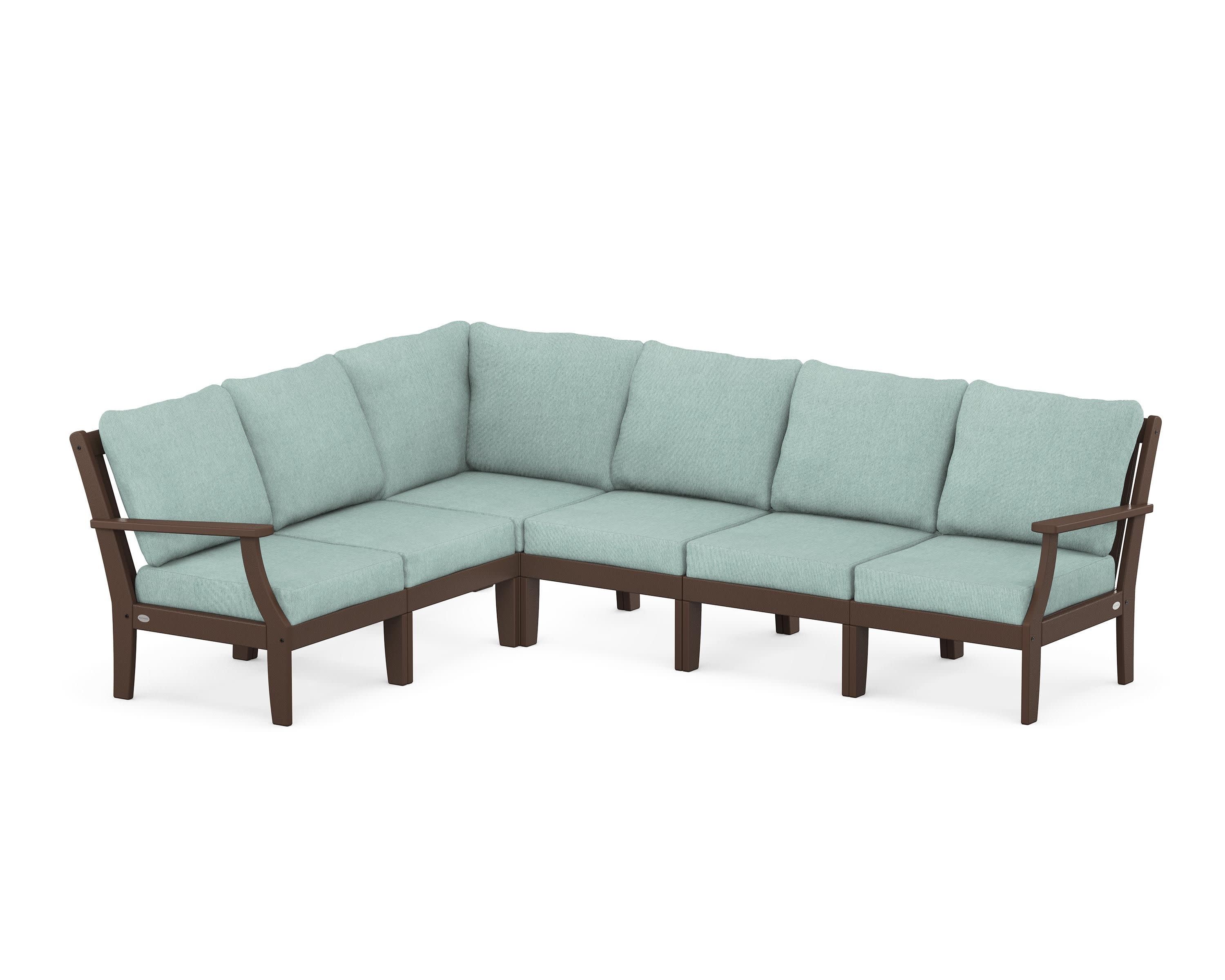 Braxton Modular 6-Piece Deep Seating Set in Mahogany / Glacier Spa