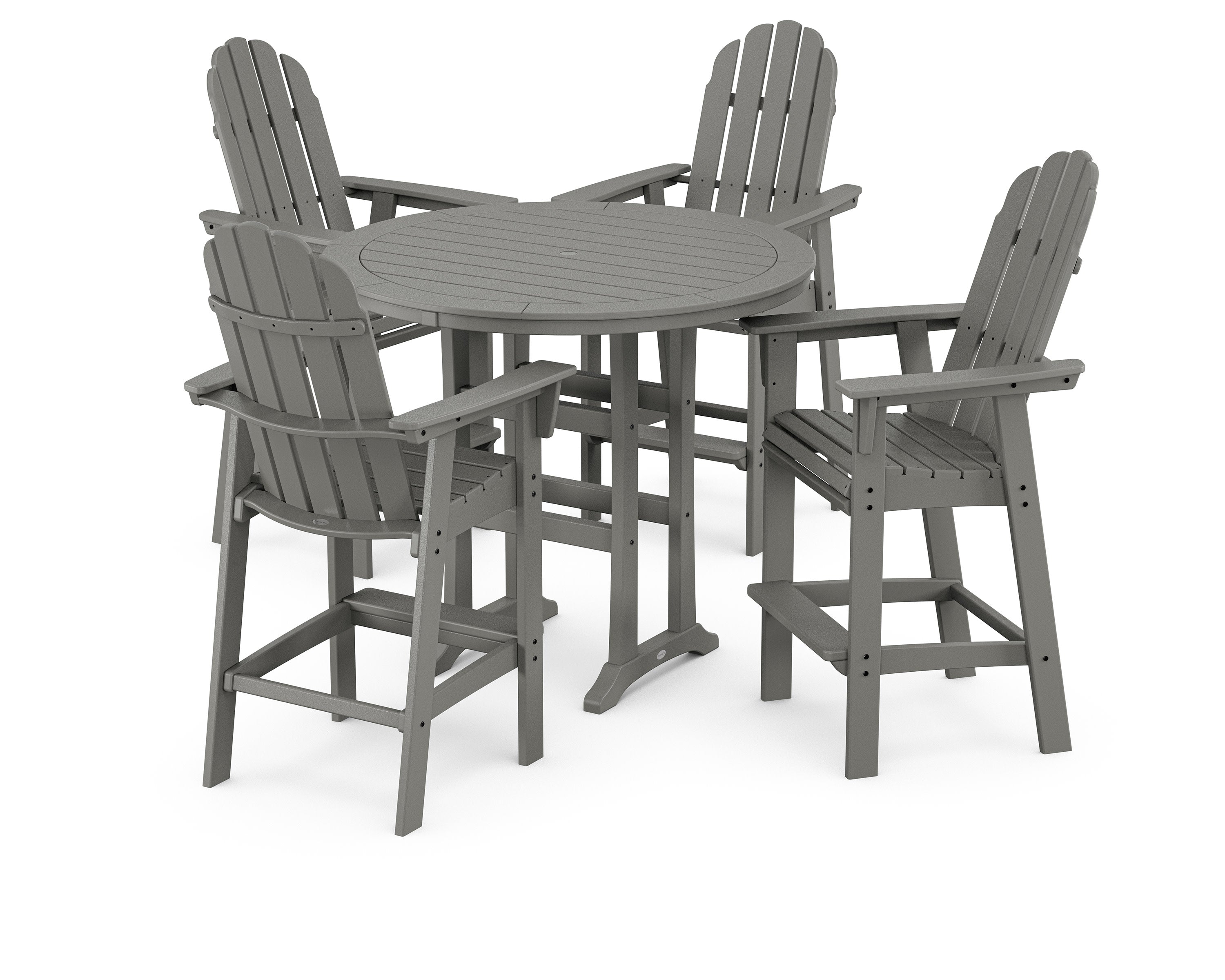 Vineyard Curveback Adirondack 5-Piece Nautical Trestle Bar Set in Slate Grey