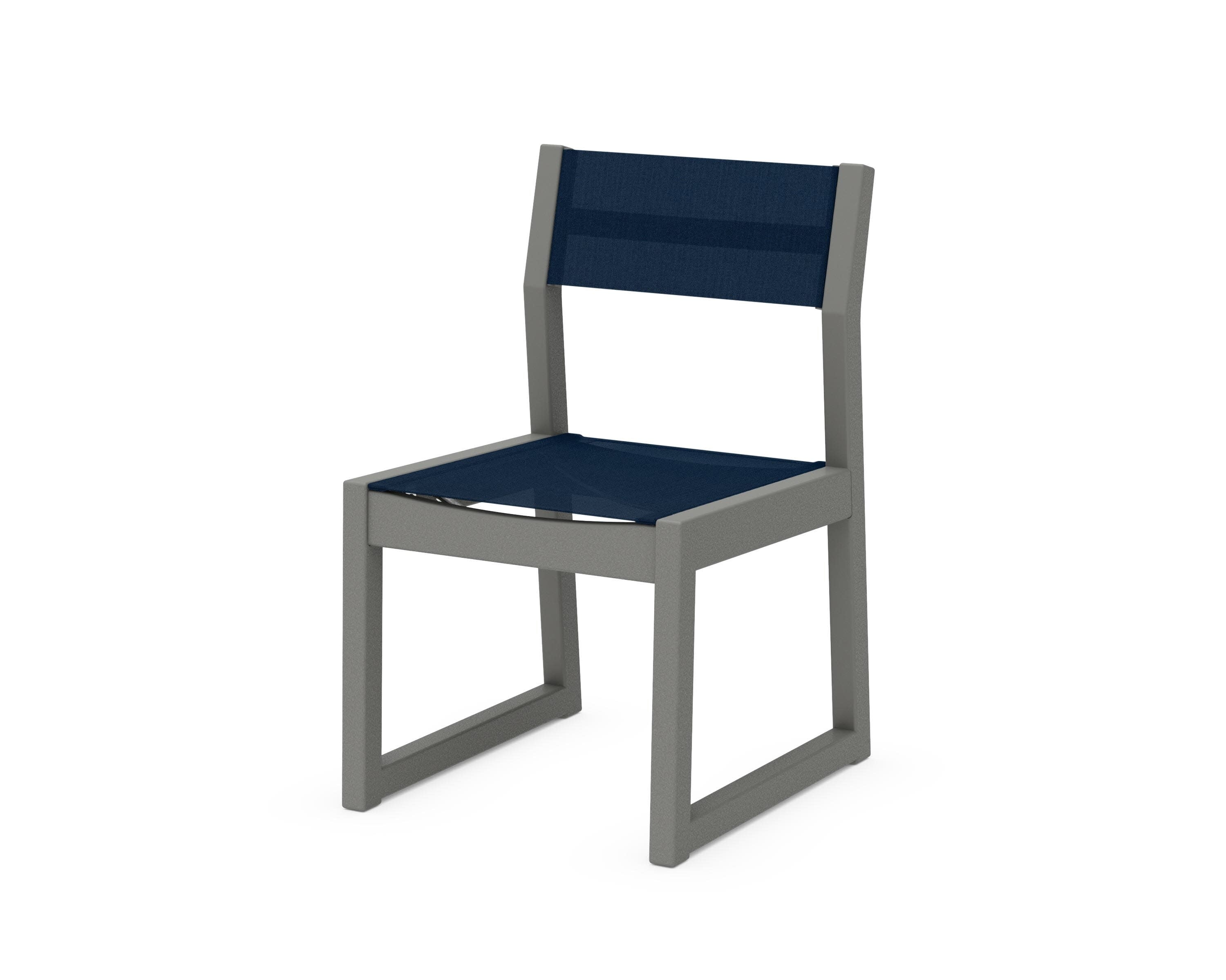 EDGE Sling Dining Side Chair in Slate Grey / Navy Blue Sling