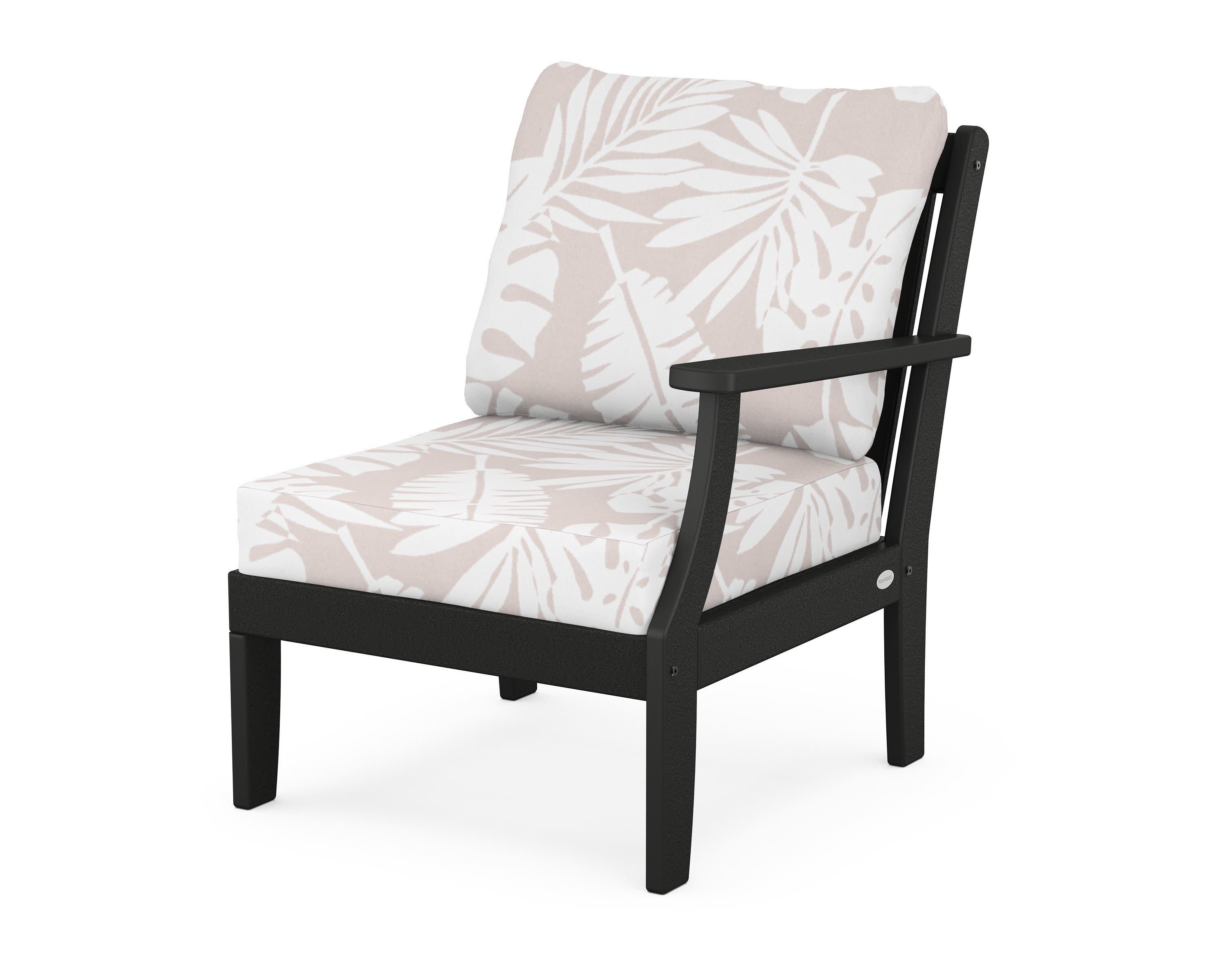 Braxton Modular Right Arm Chair in Black / Leaf Dune Burlap