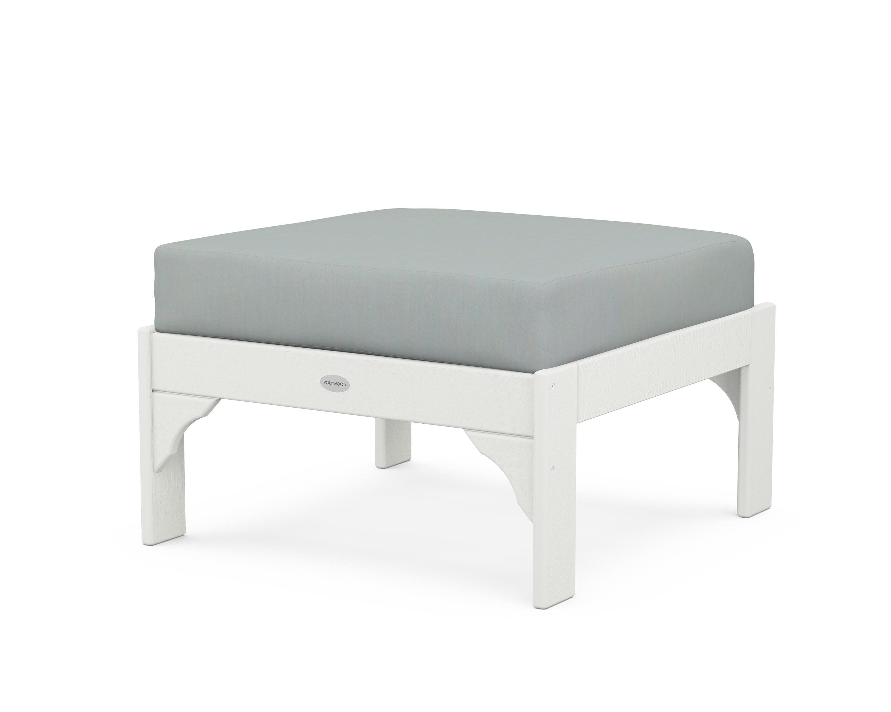 Vineyard Deep Seating Ottoman in Vintage White / Spa