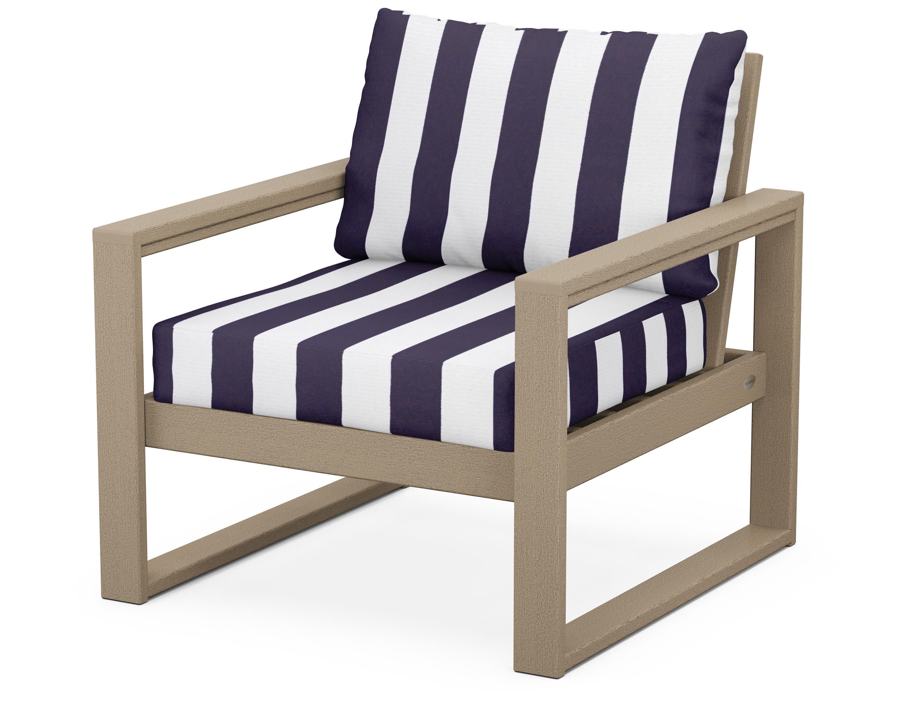 EDGE Club Chair in Vintage Sahara / Cabana Stripe Navy