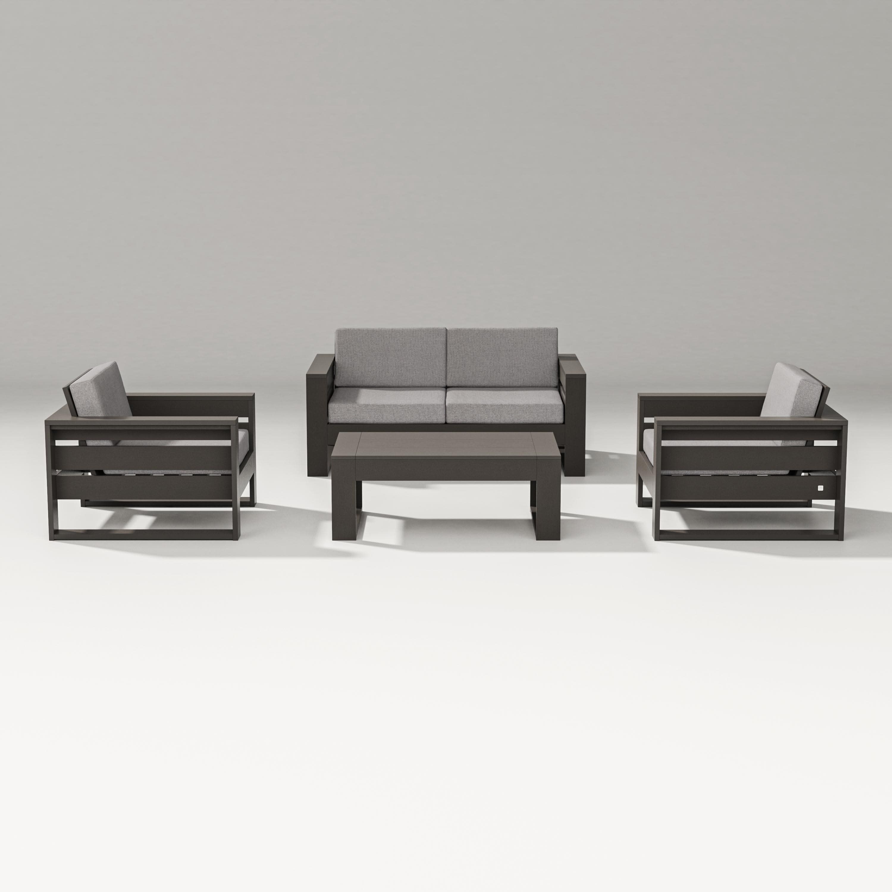Latitude 4-Piece Lounge Loveseat Set in Vintage Coffee / Grey Mist