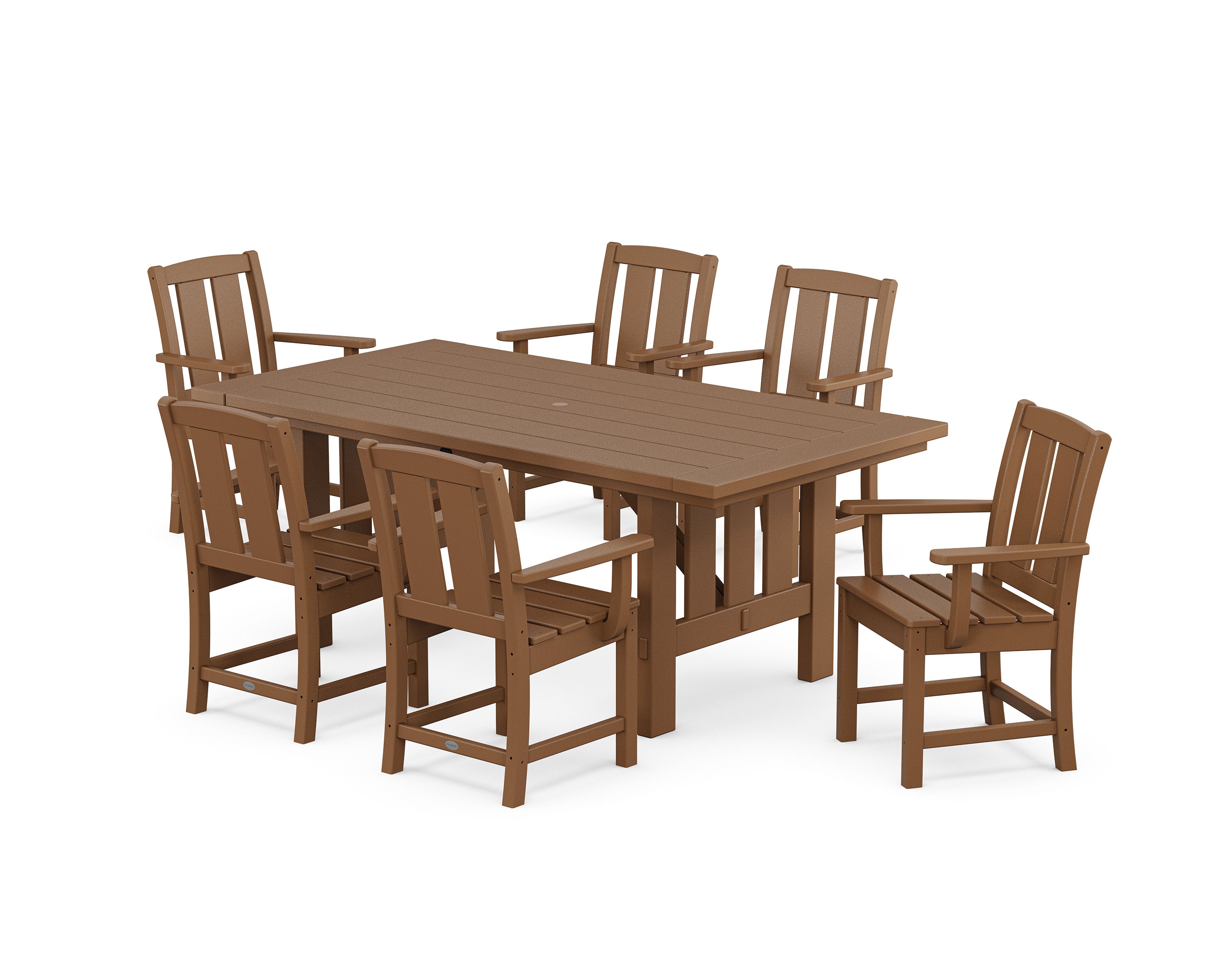 Mission Arm Chair 7-Piece Mission Dining Set in Teak
