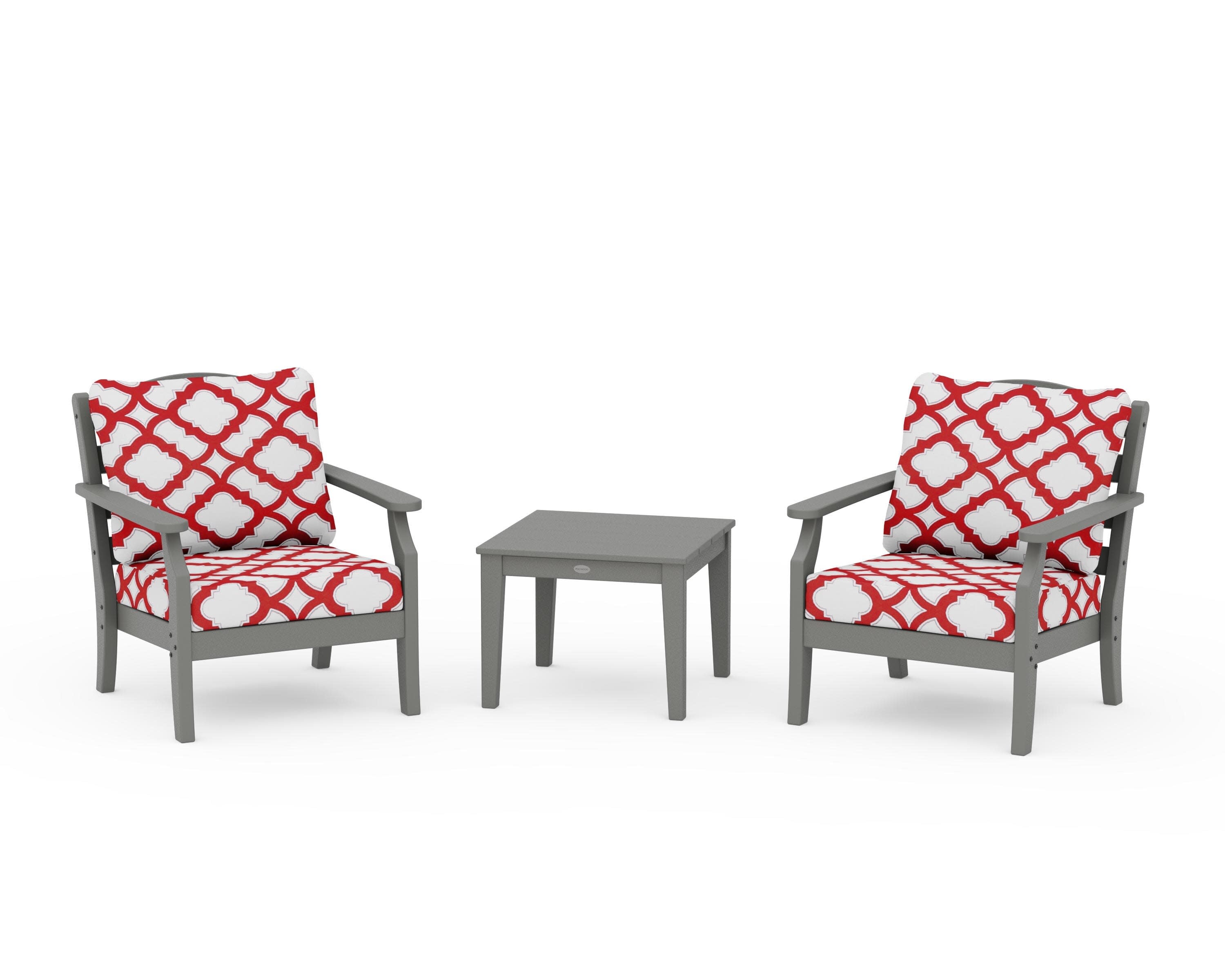 Savannah 3-Piece Deep Seating Set in Slate Grey / Trellis Crimson