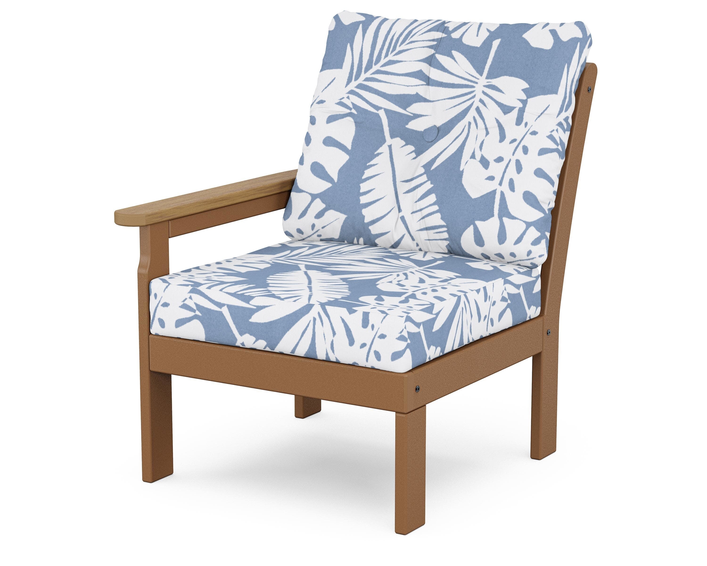 Vineyard Modular Left Arm Chair in Teak / Natural / Leaf Sky Blue