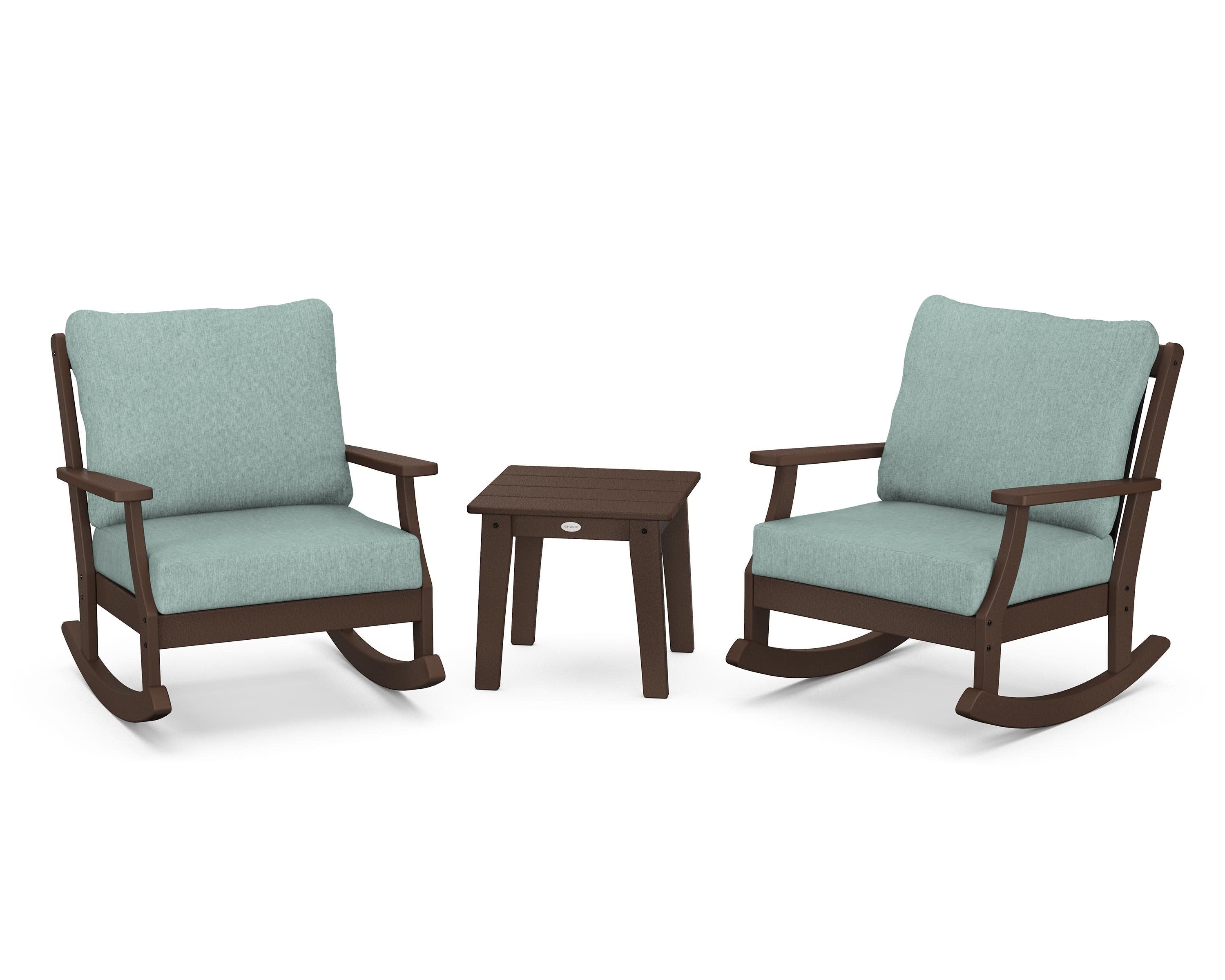 Braxton 3-Piece Deep Seating Rocker Set in Mahogany / Glacier Spa