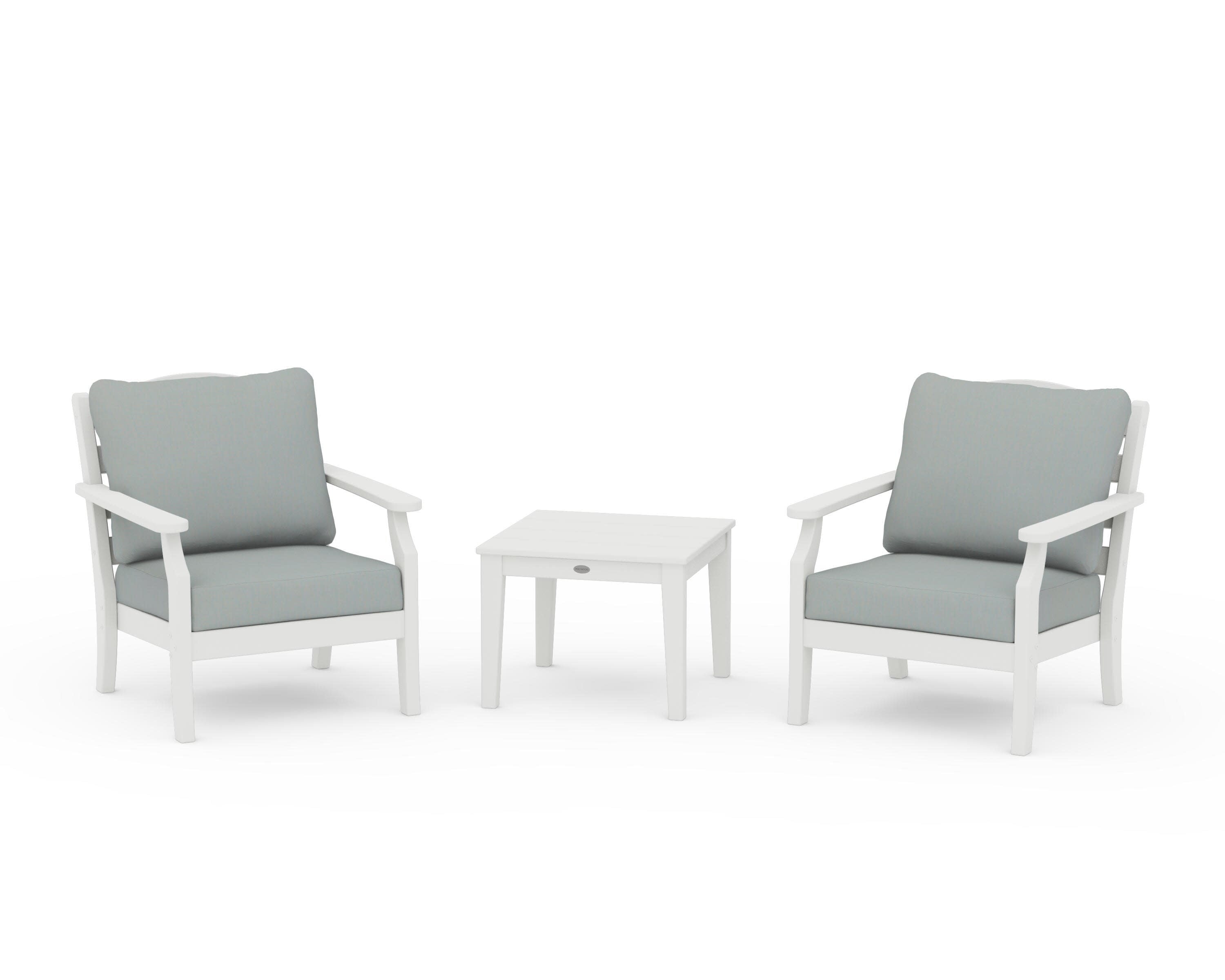 Savannah 3-Piece Deep Seating Set in Vintage White / Spa
