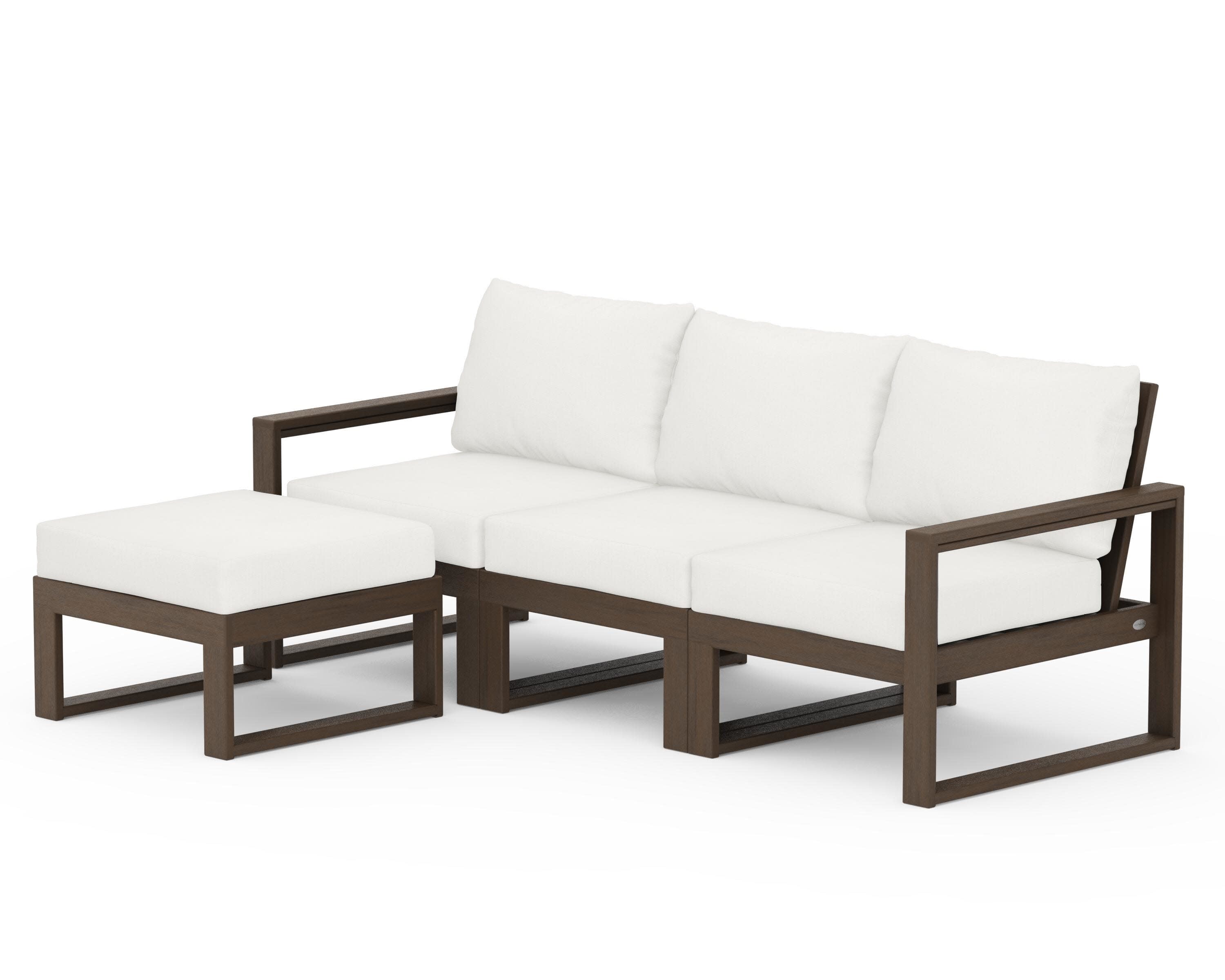 EDGE 4-Piece Modular Deep Seating Set with Ottoman in Kona / Natural Linen