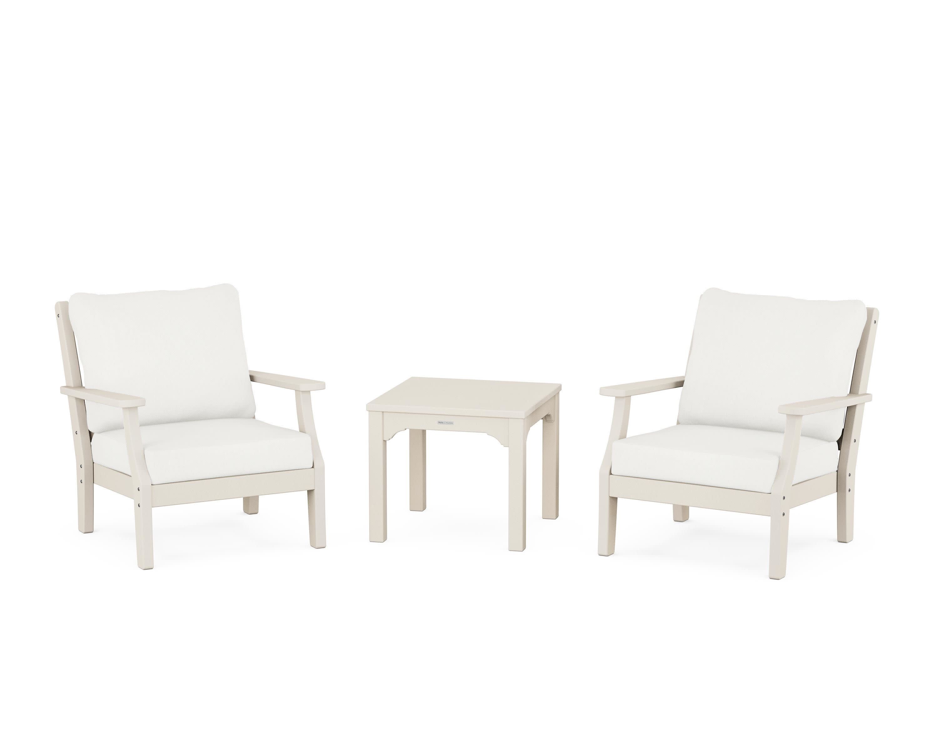Chinoiserie 3-Piece Deep Seating Set in Sand / Natural Linen