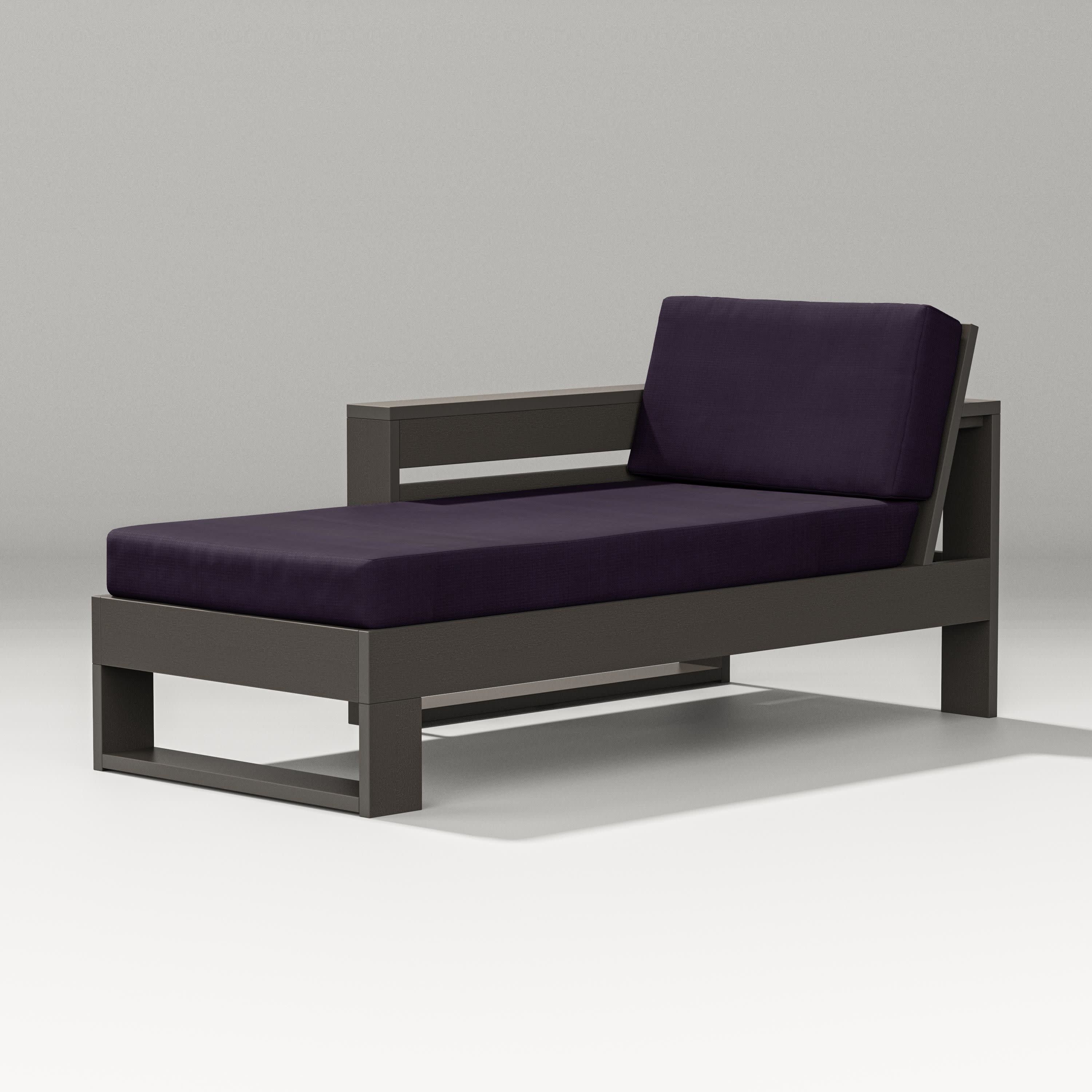 Latitude Modular Left Arm Chaise in Vintage Coffee / Navy Linen
