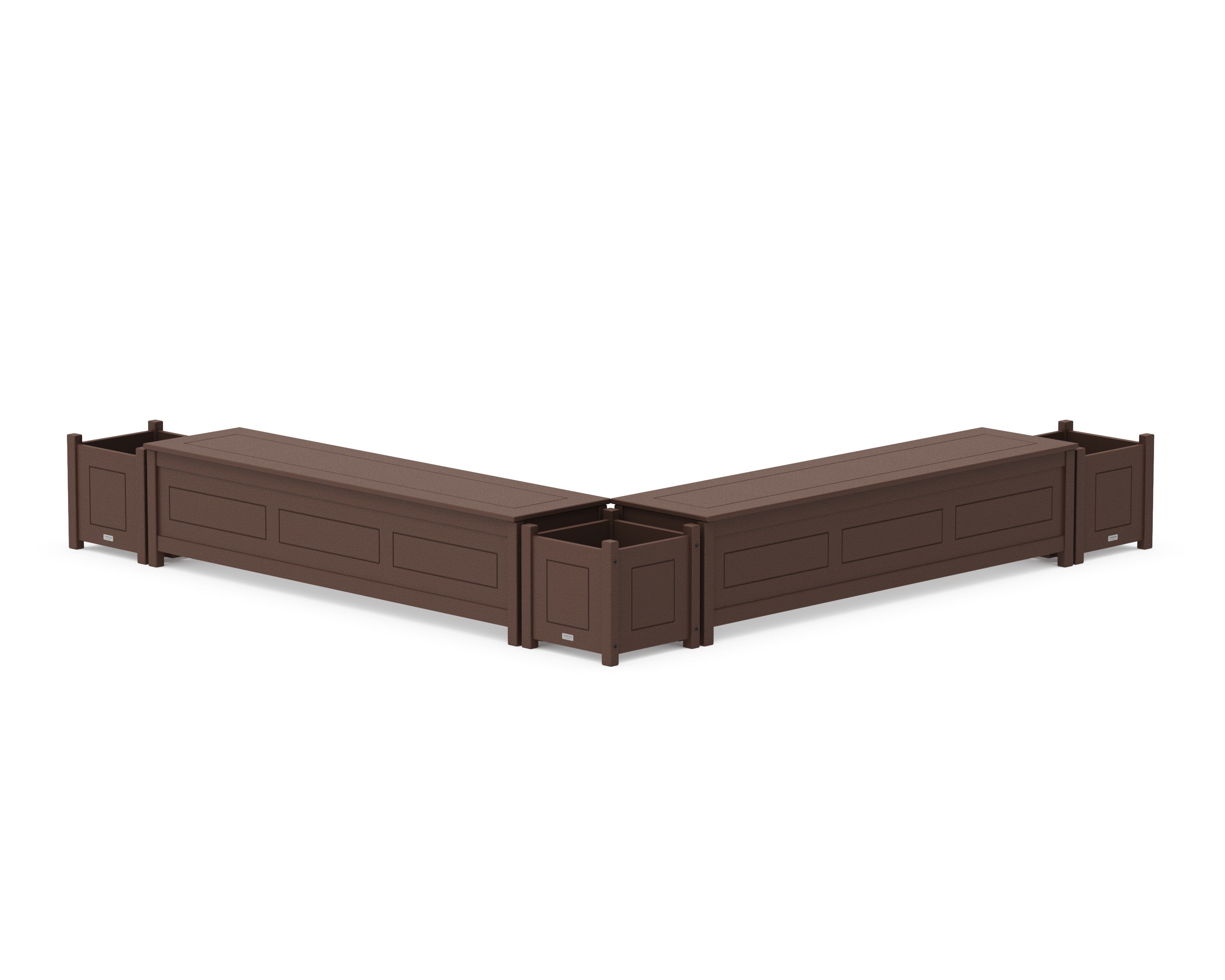 72" Country Living L- Shaped Planter Storage Bench Corner Set in Mahogany