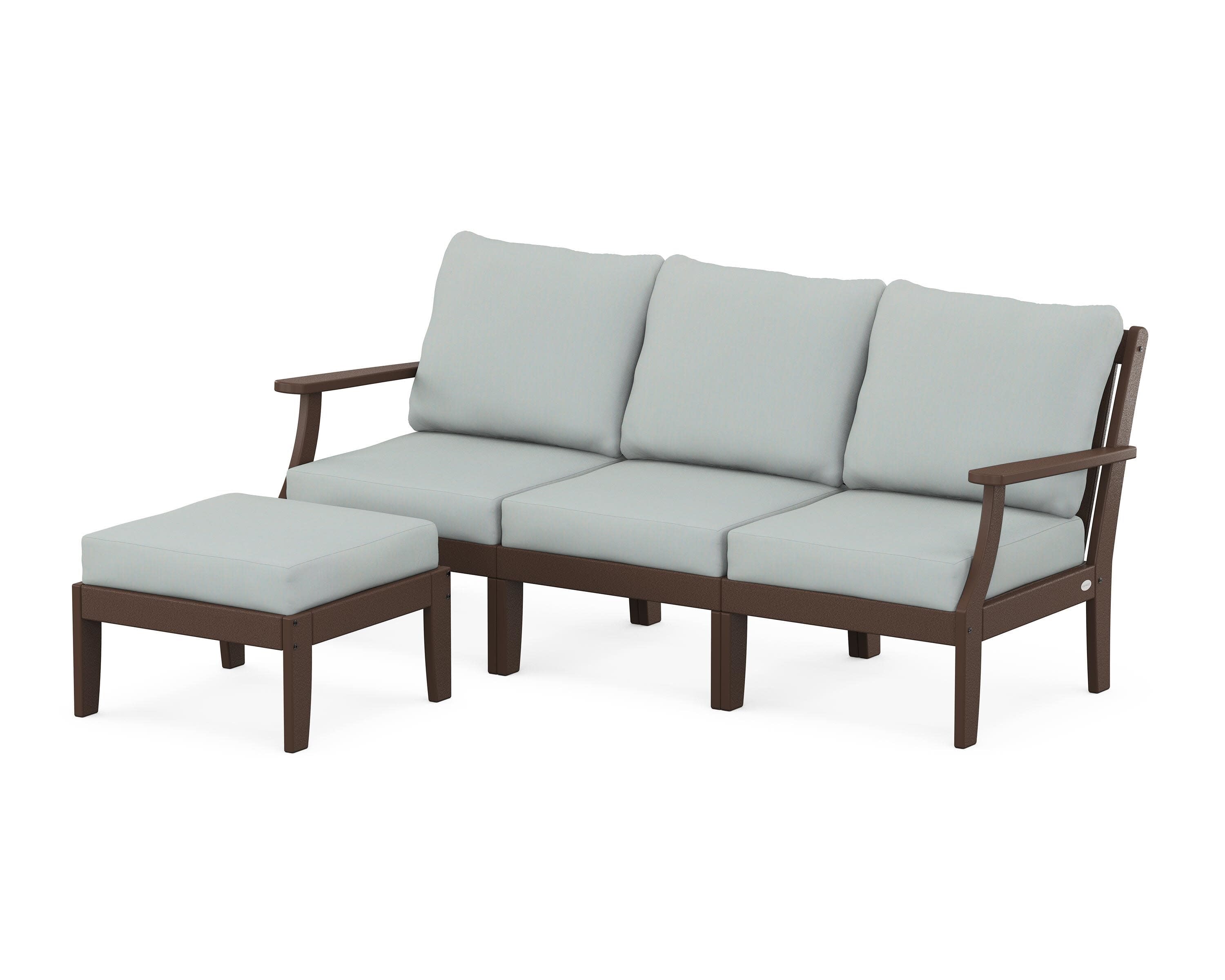 Braxton Modular 4-Piece Deep Seating Set with Ottoman in Mahogany / Spa