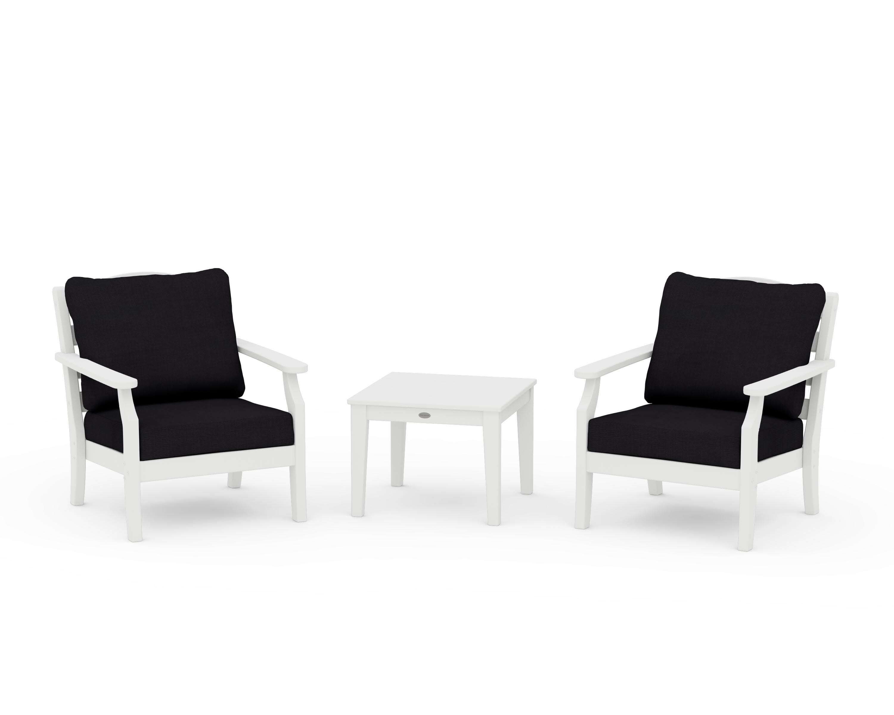 Savannah 3-Piece Deep Seating Set in White / Midnight Linen