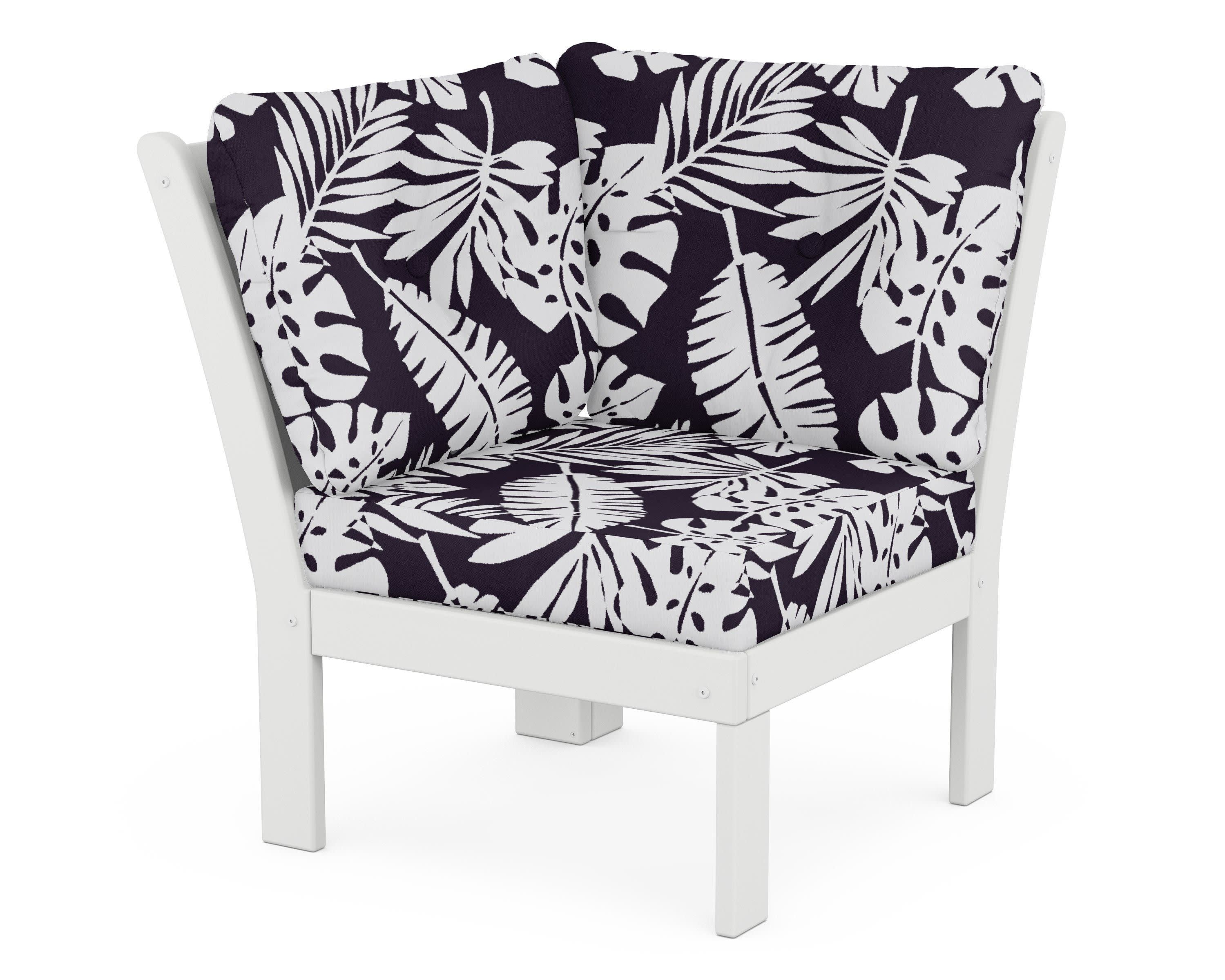 Vineyard Modular Corner Chair in White / Leaf Navy
