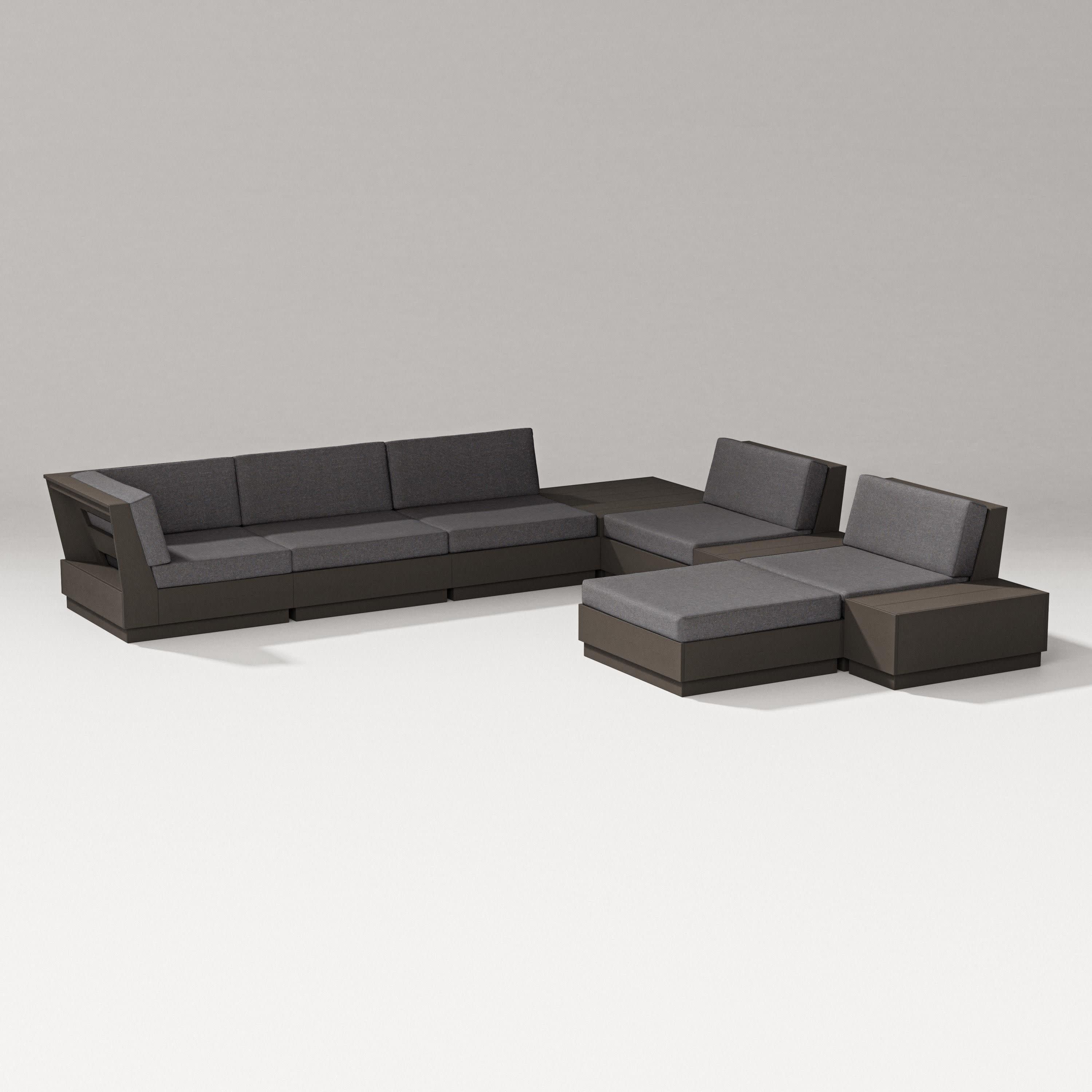 Elevate 9-Piece Conversation Sectional in Vintage Coffee / Ash Charcoal