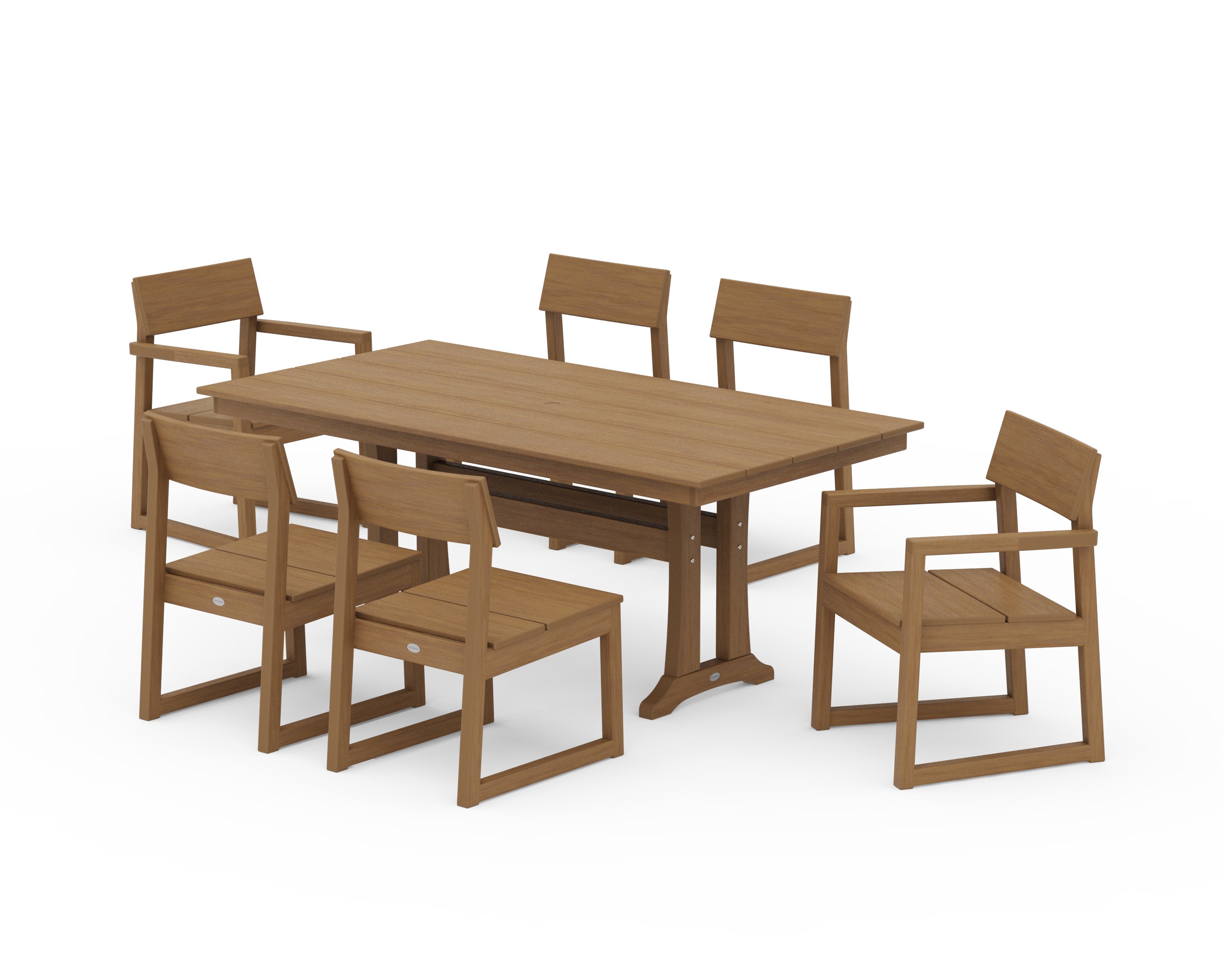 EDGE 7-Piece Farmhouse Trestle Dining Set in Natural