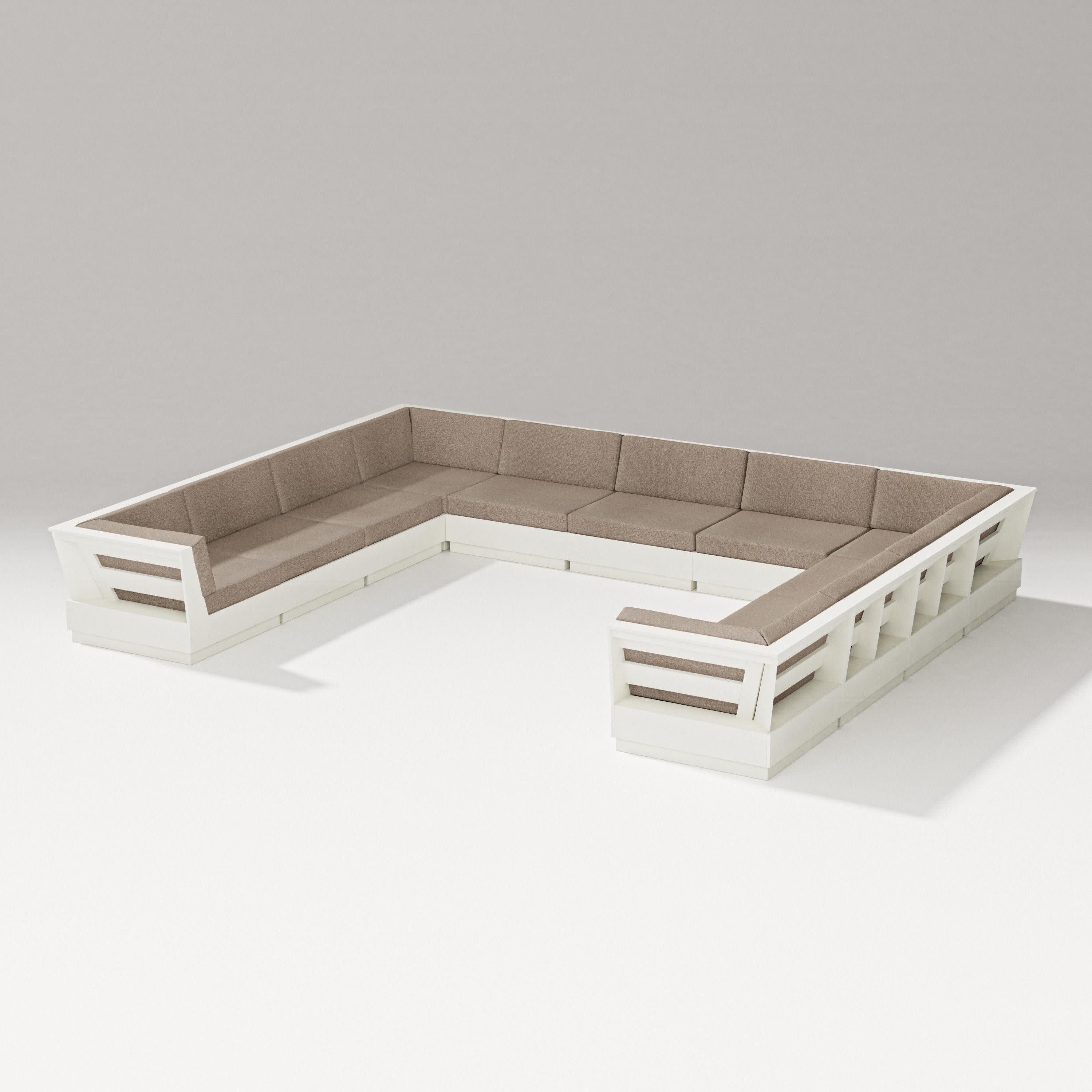 Elevate Large U-Shaped Sectional in Vintage White / Spiced Burlap