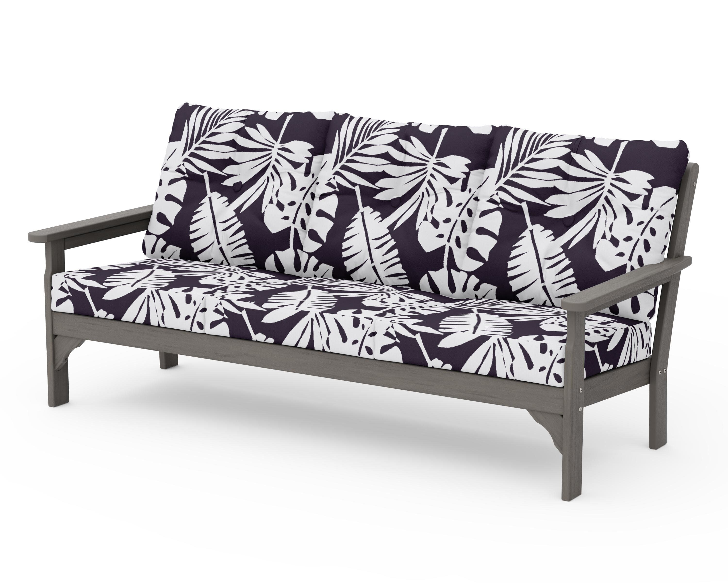Vineyard Deep Seating Sofa in Driftwood / Leaf Navy