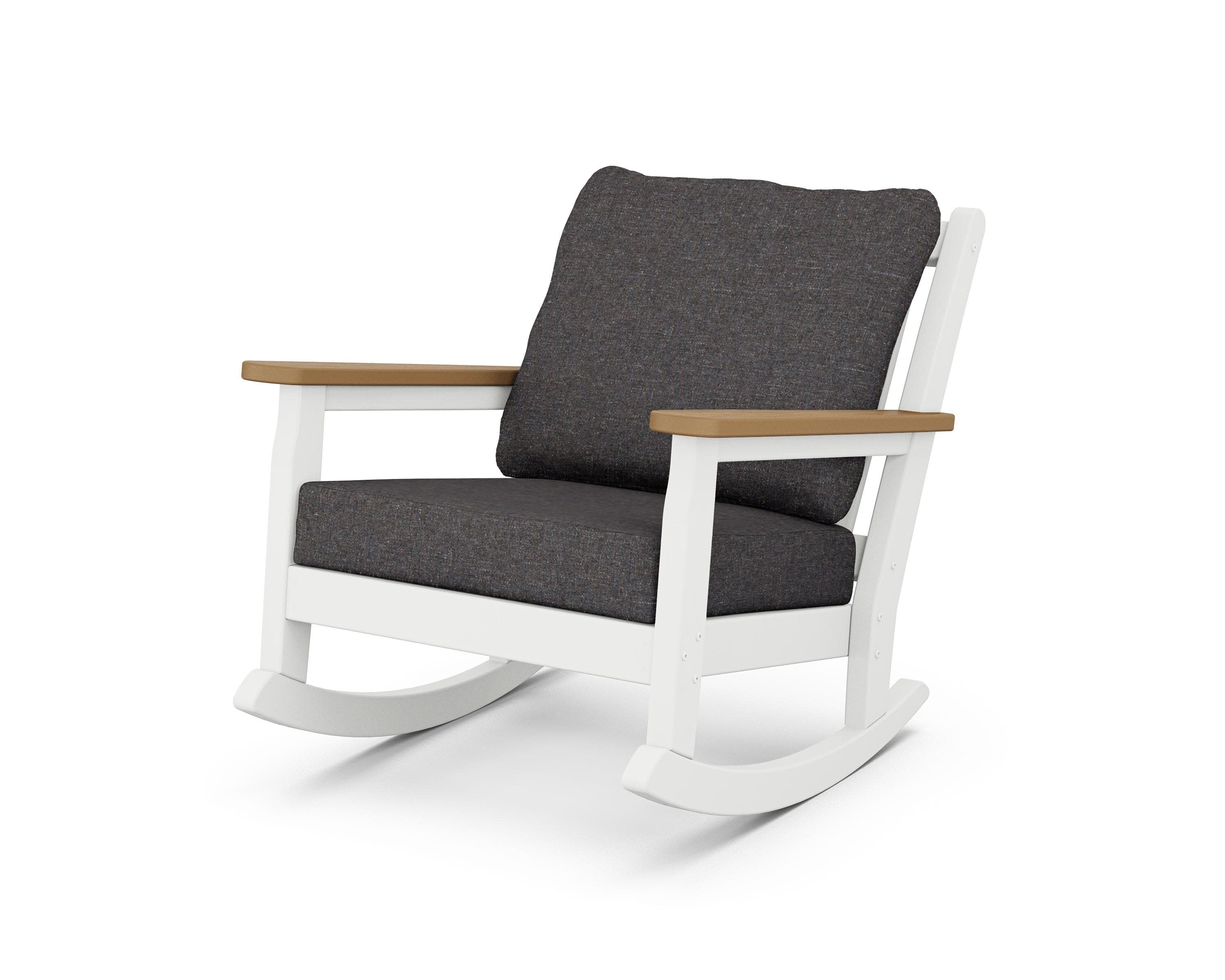 Chippendale Deep Seating Rocking Chair in White / Natural / Ash Charcoal