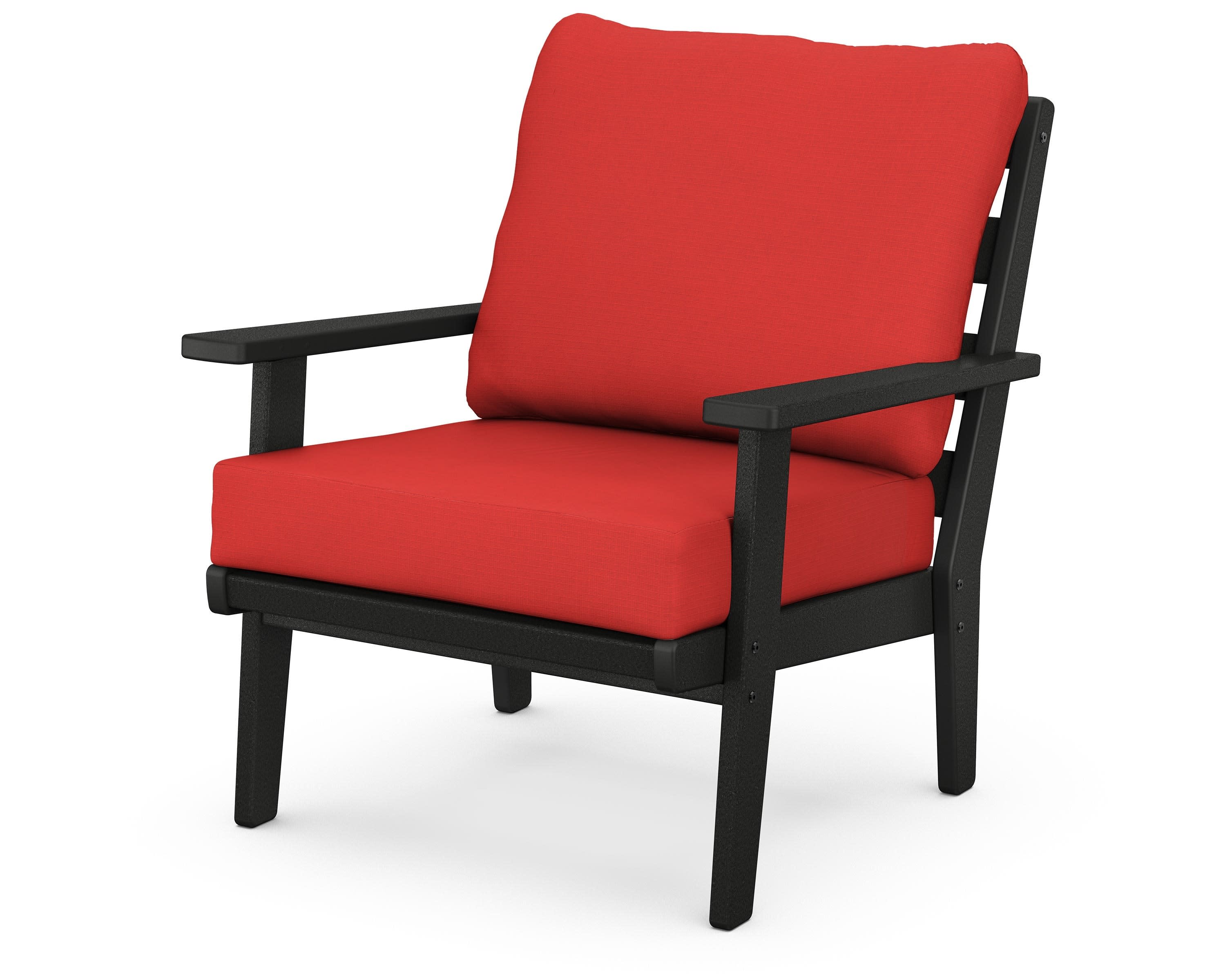 Grant Park Deep Seating Chair in Black / Crimson Linen