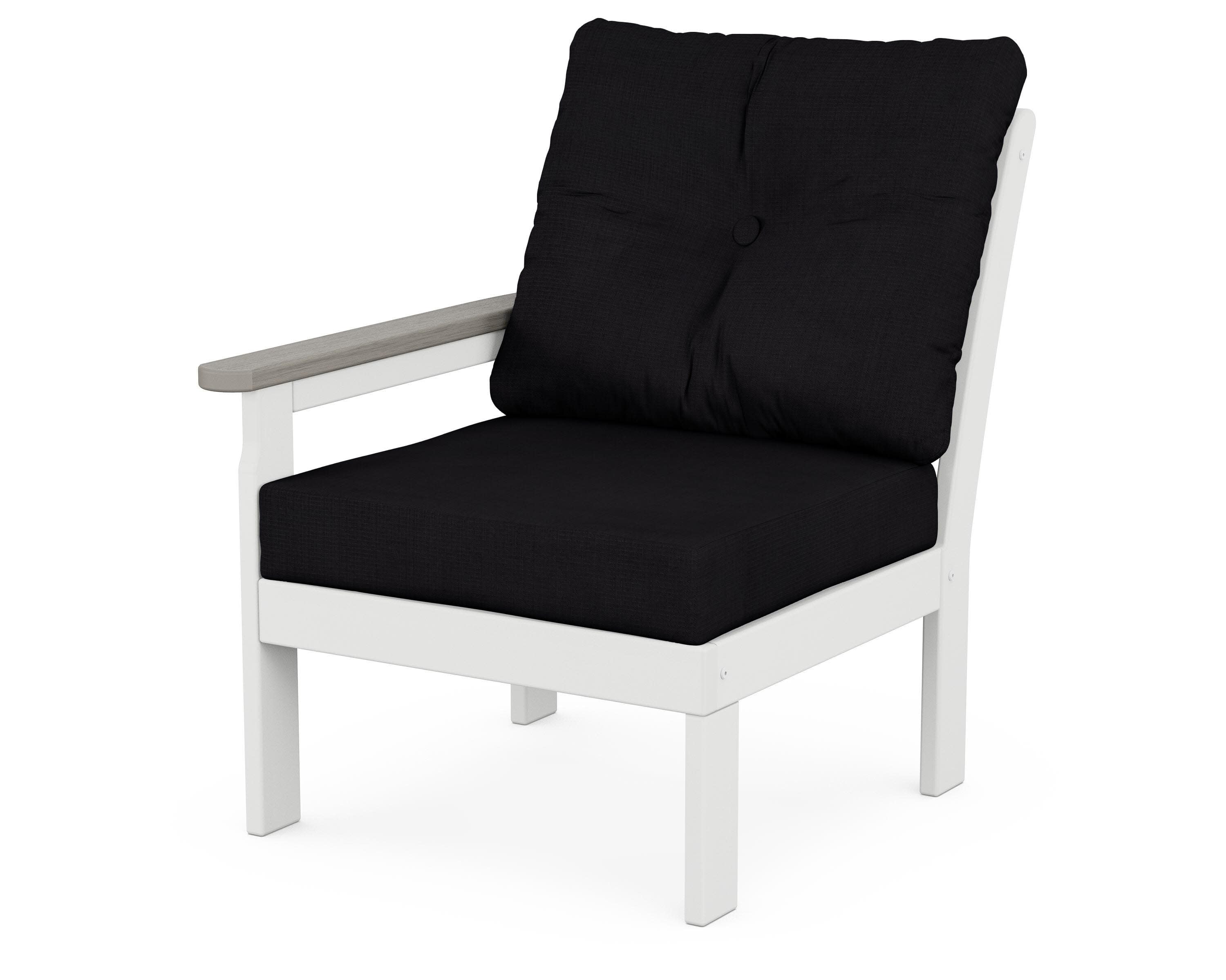 Vineyard Modular Left Arm Chair in White / Driftwood / Midnight Linen