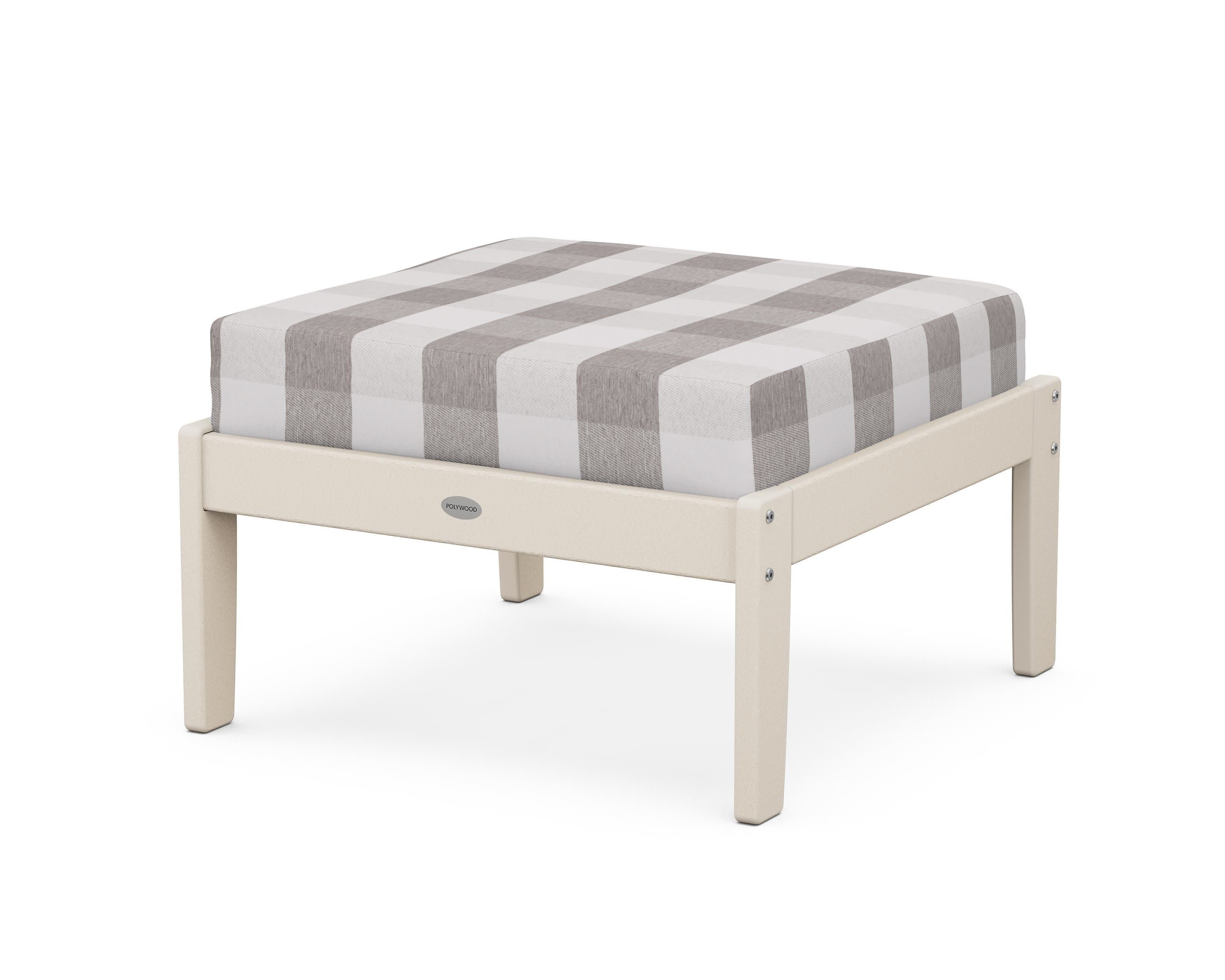 Braxton Deep Seating Ottoman in Sand / Buffalo Plaid Grey Mist
