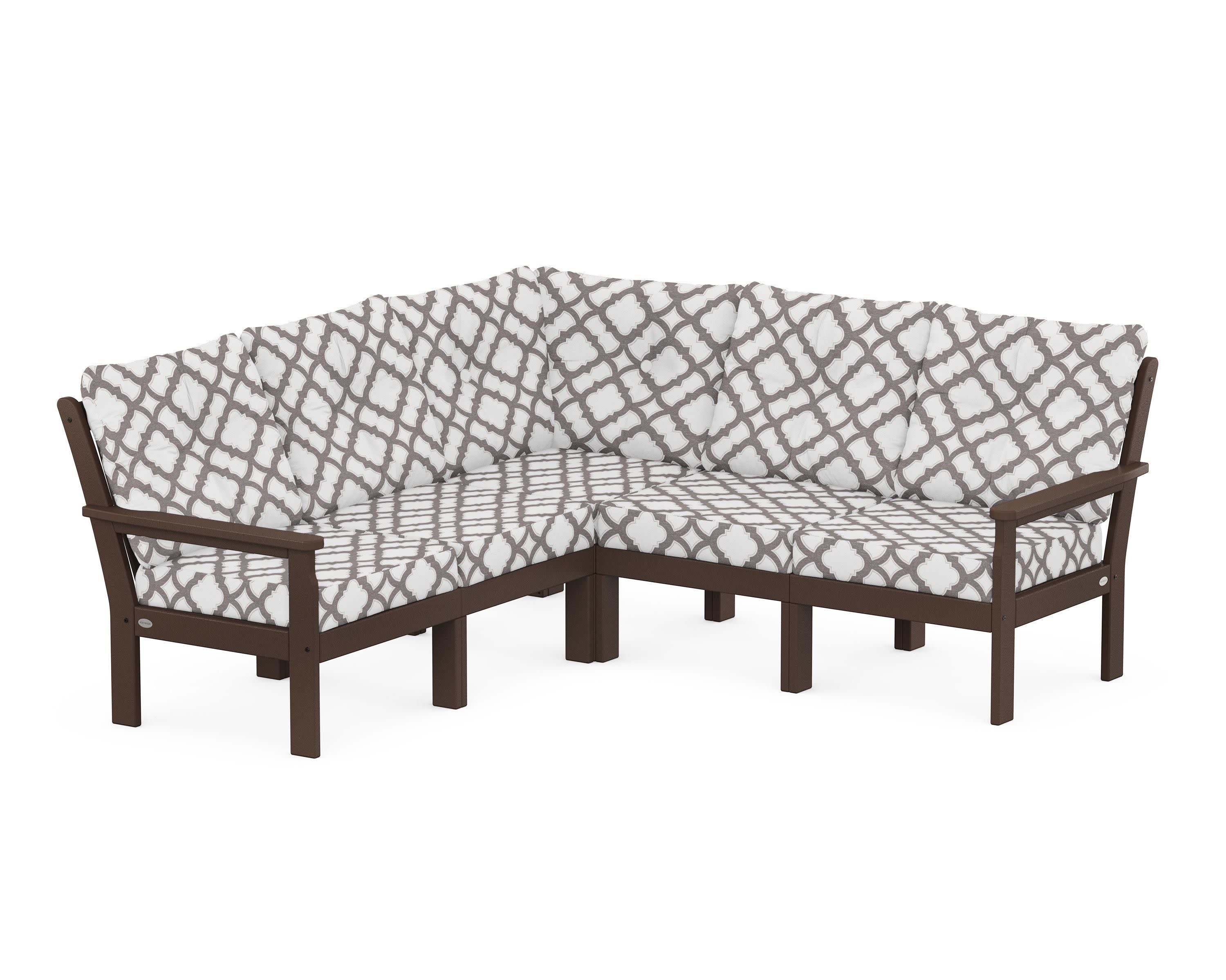 Vineyard 5-Piece Sectional in Mahogany / Trellis Grey Mist