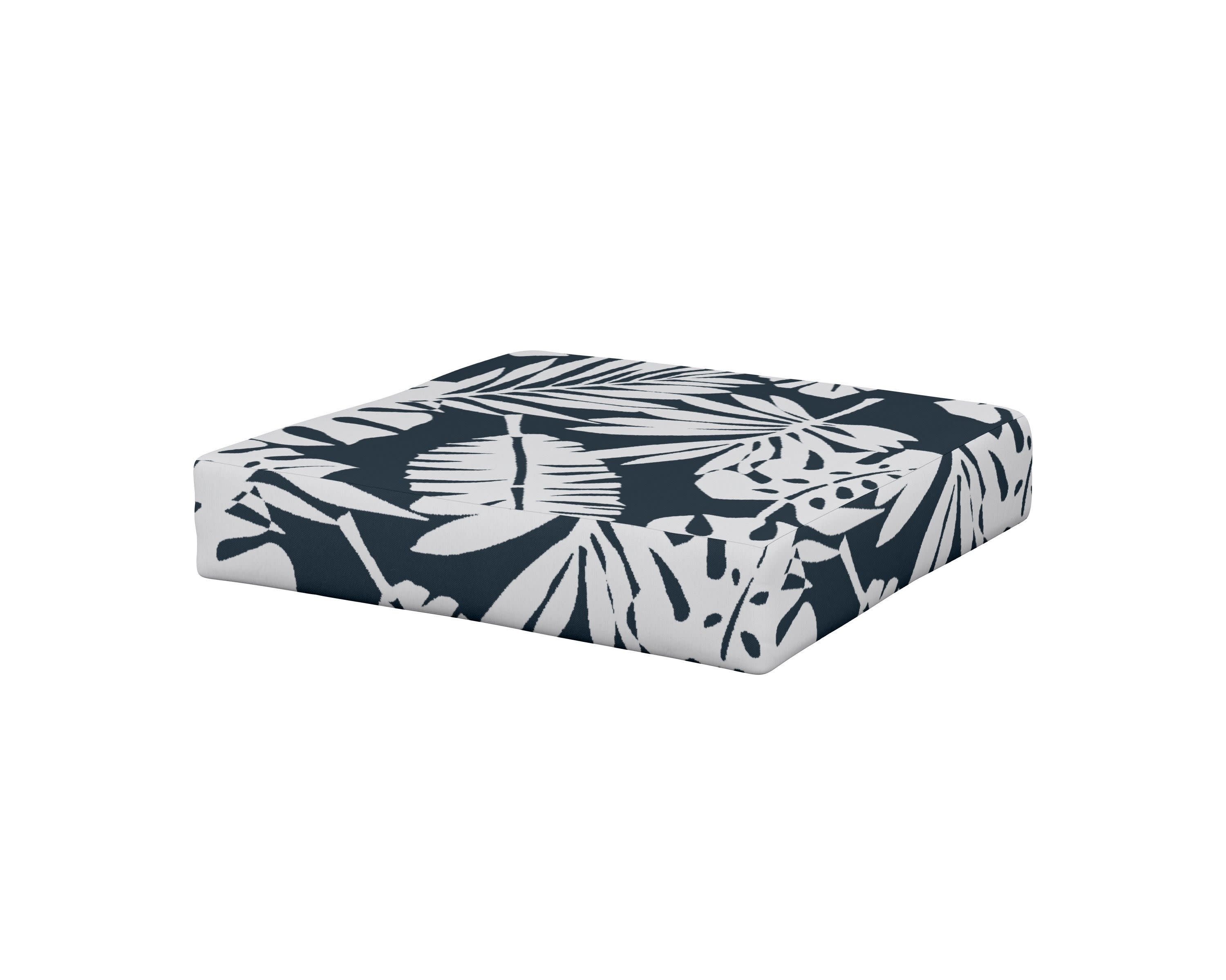 Prescott Ottoman Cushion in Leaf Marine Indigo
