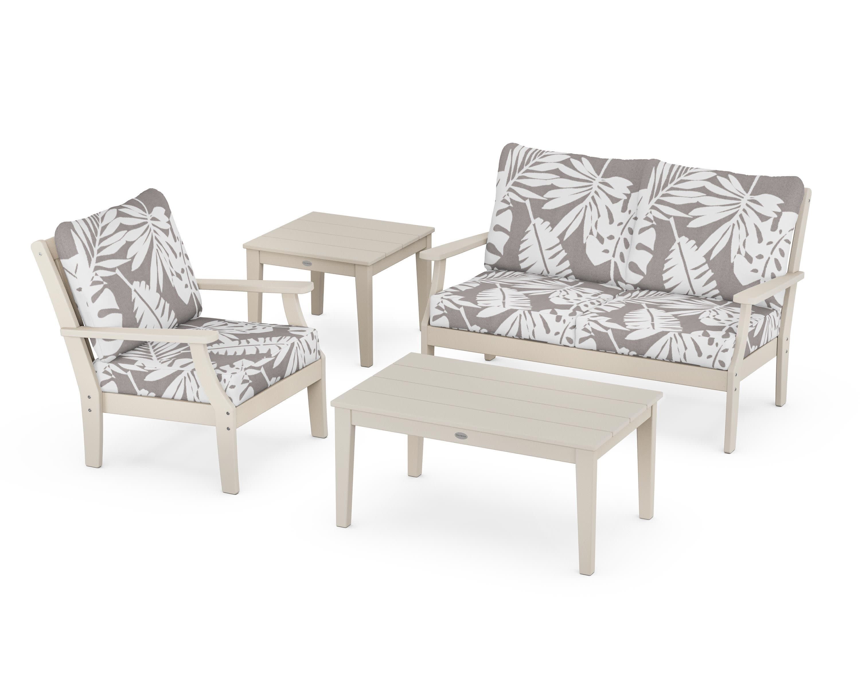 Braxton 4-Piece Deep Seating Set in Sand / Leaf Grey Mist