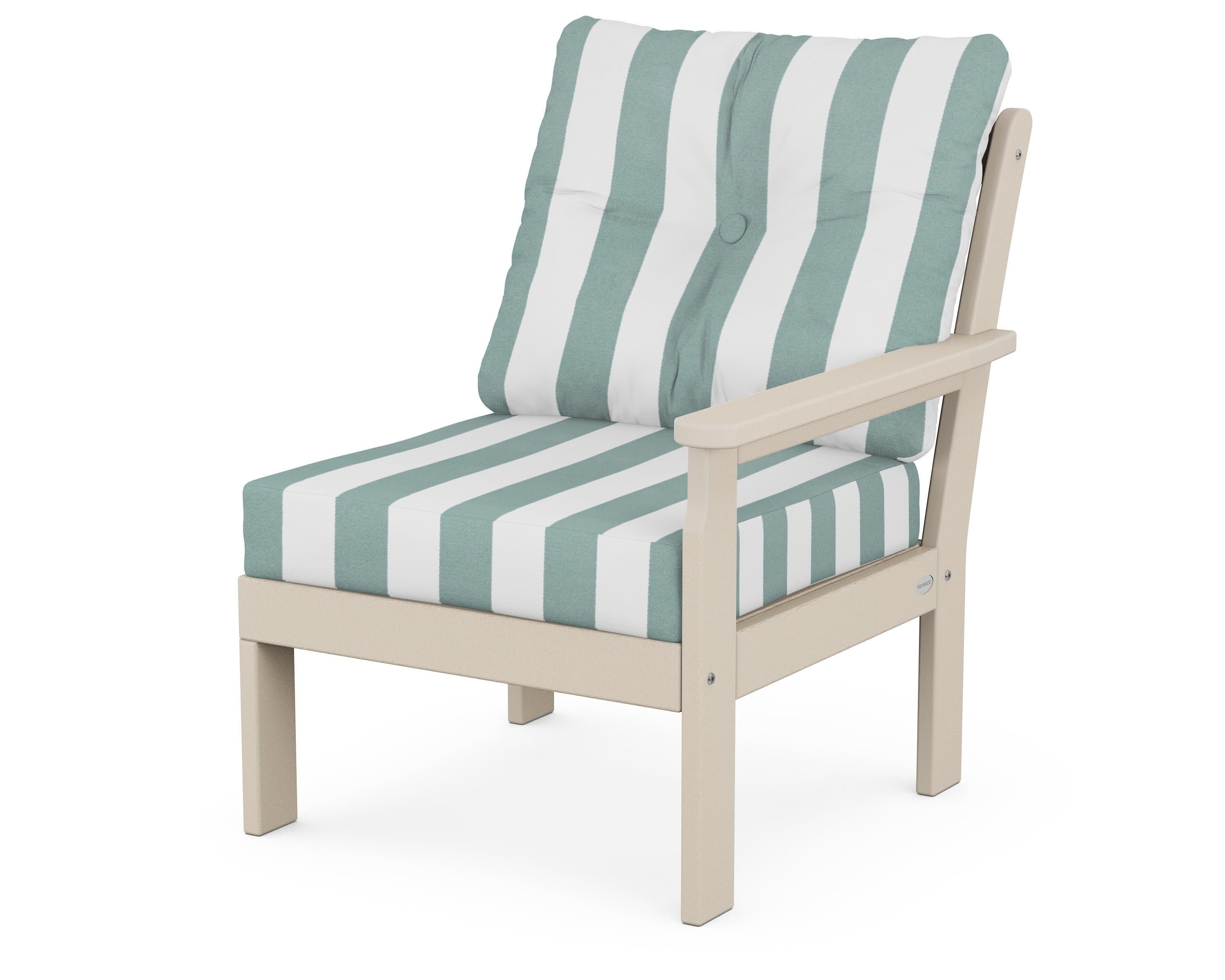 Vineyard Modular Right Arm Chair in Sand / Cabana Stripe Glacier Spa