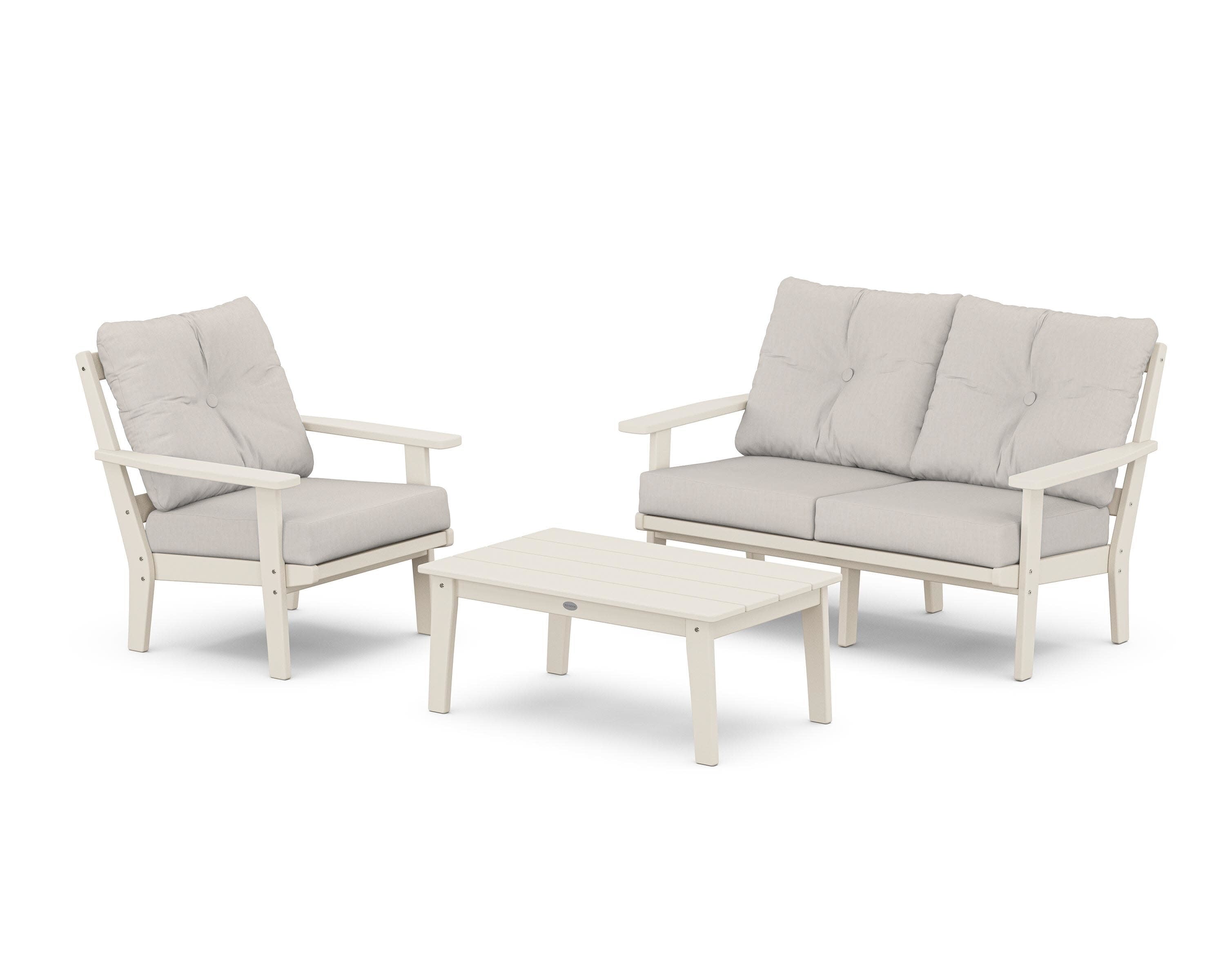 Prairie 3-Piece Deep Seating Set with Loveseat in Sand / Cast Ash