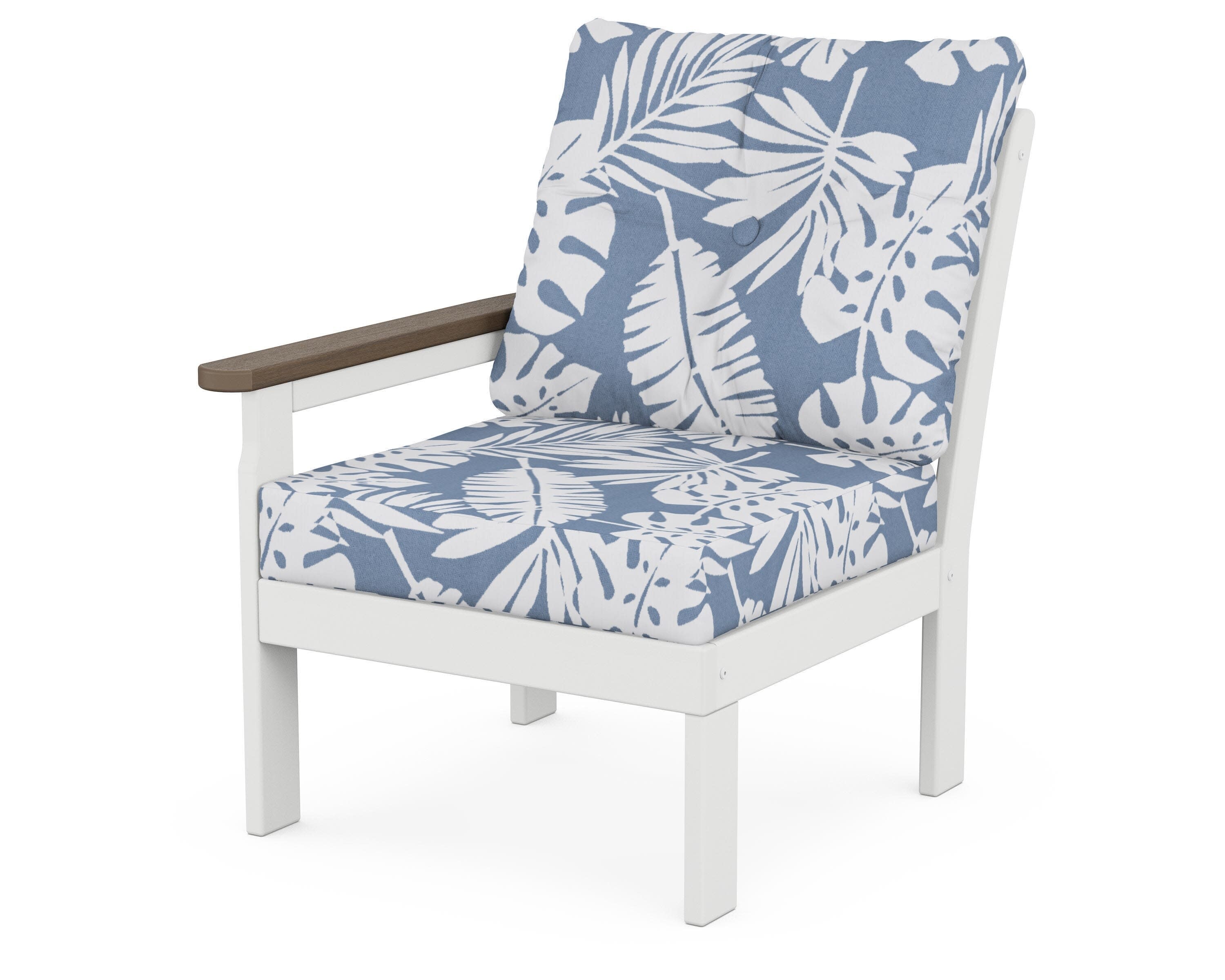 Vineyard Modular Left Arm Chair in White / Kona / Leaf Sky Blue