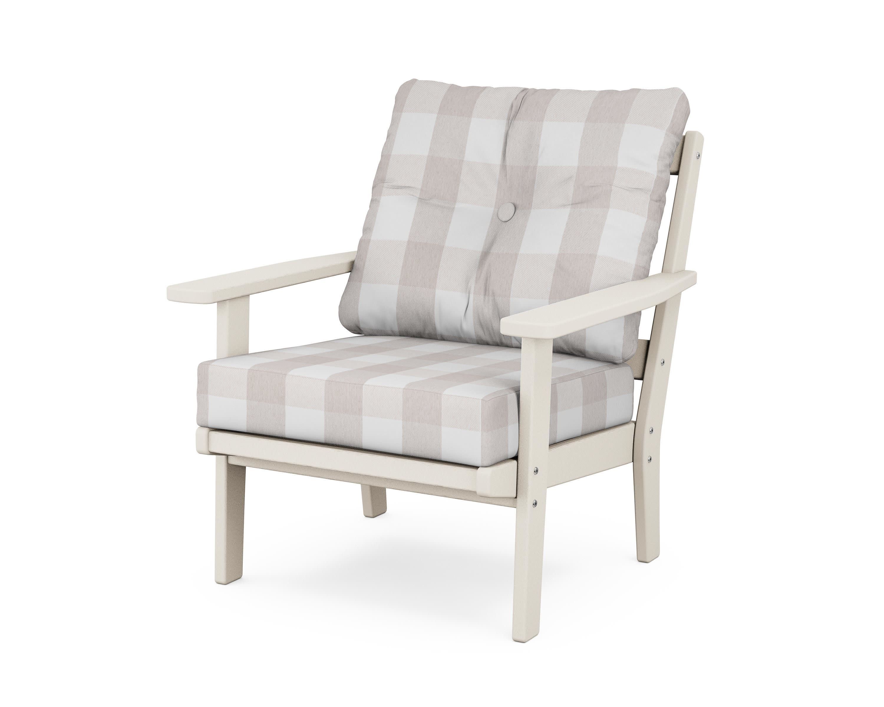 Prairie Deep Seating Chair in Sand / Buffalo Plaid Dune Burlap