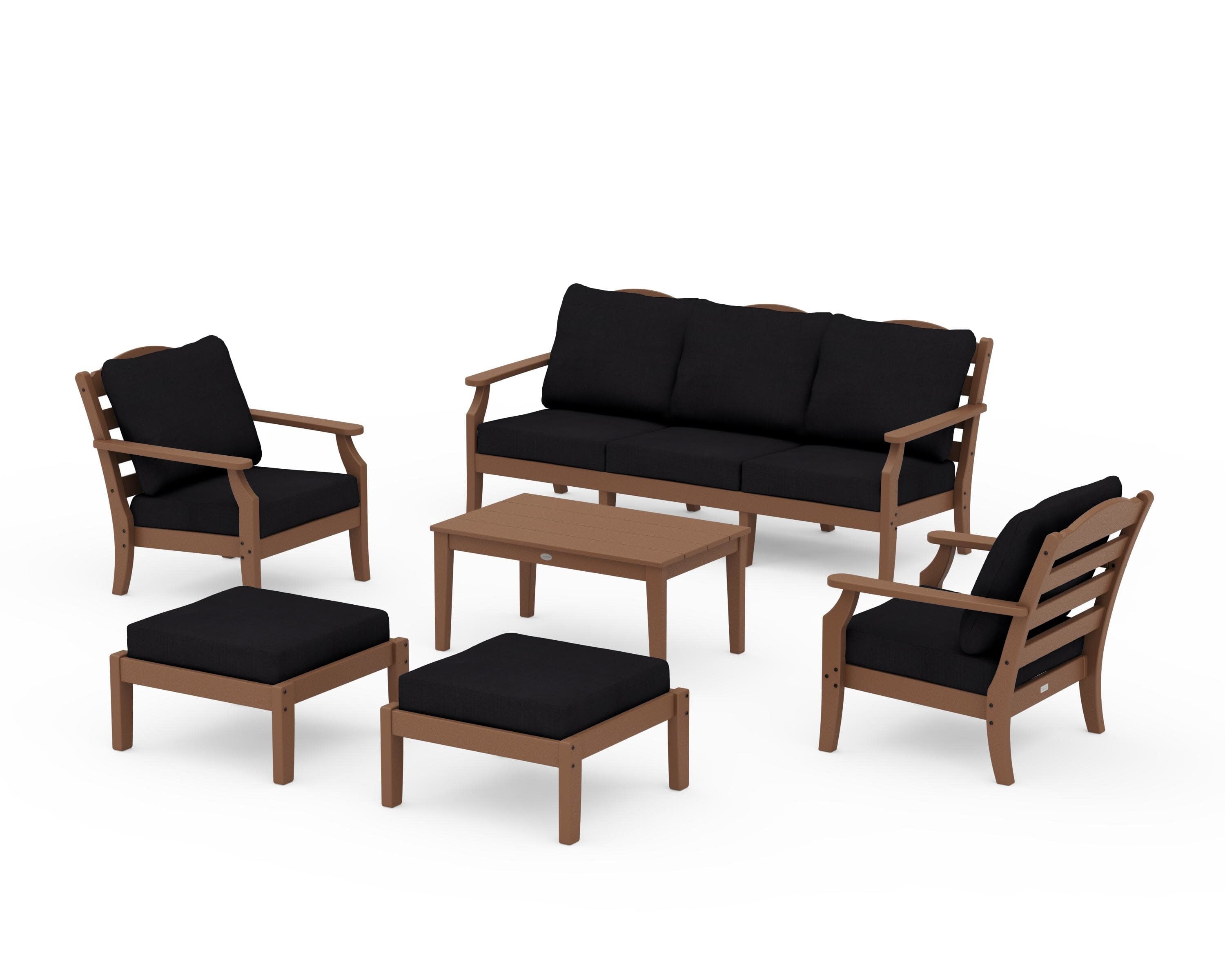 Savannah 6-Piece Lounge Sofa Set in Teak / Midnight Linen