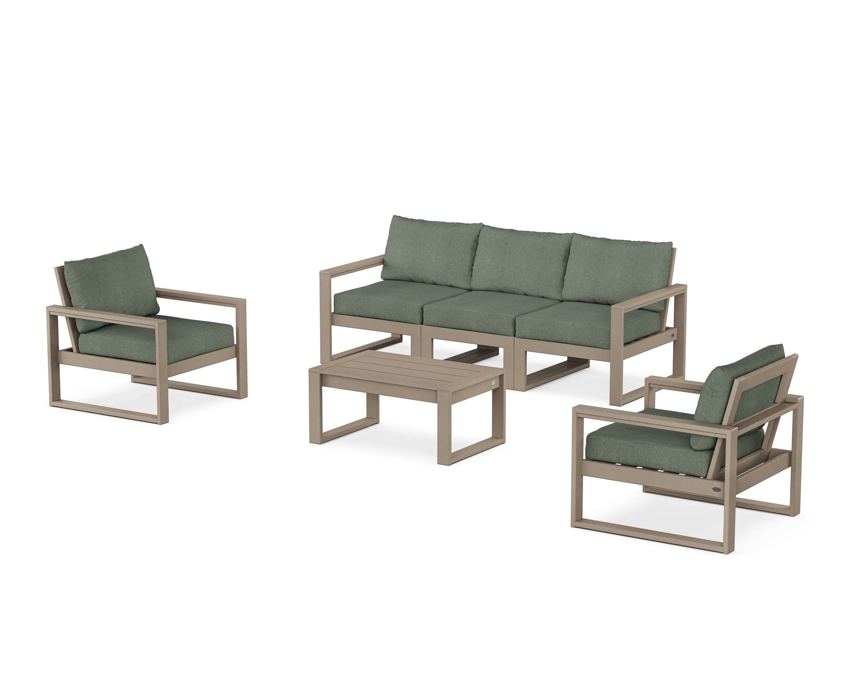 EDGE Sectional 4-Piece Deep Seating Set with Sofa in Vintage Sahara / Cast Sage