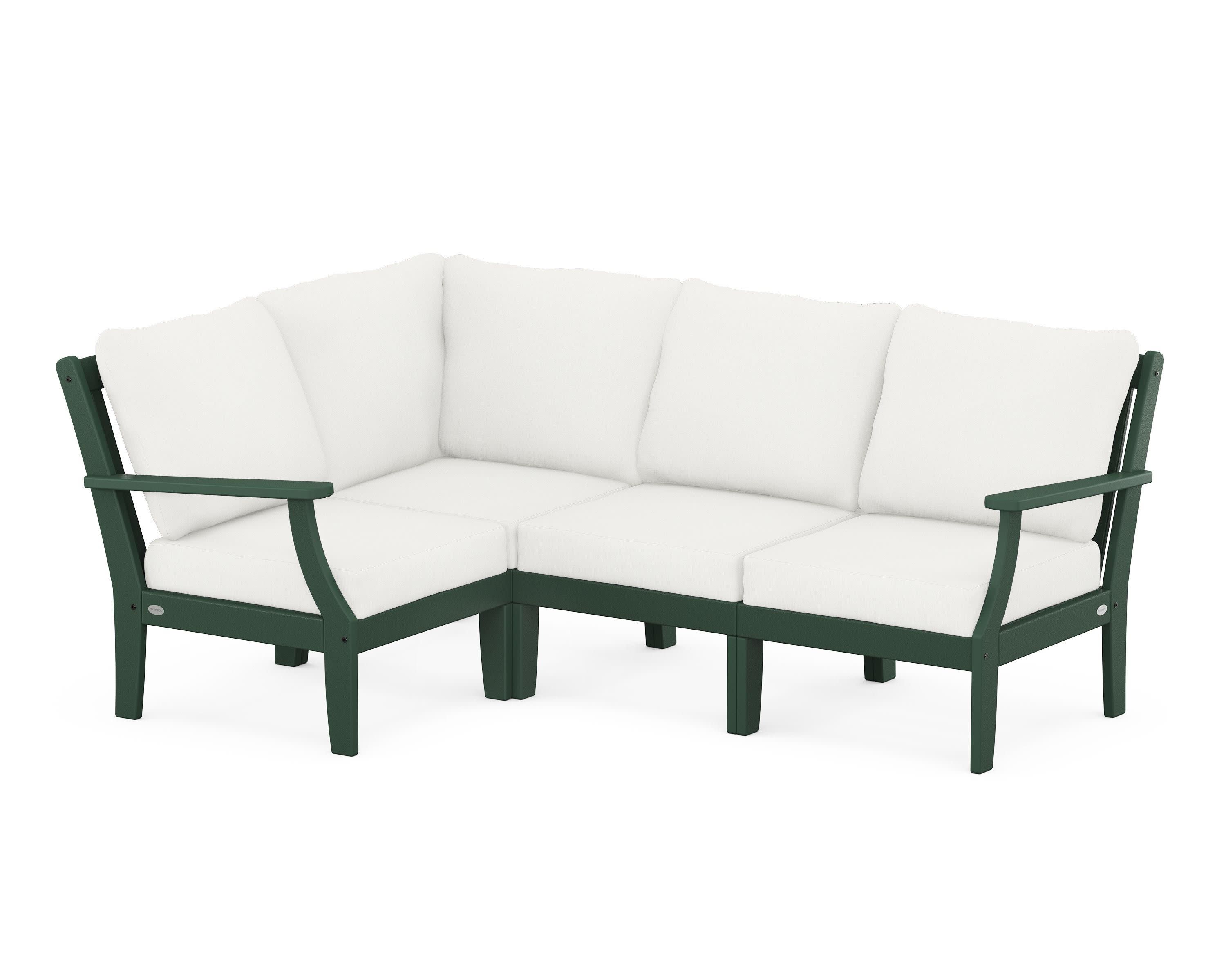 Braxton Modular 4-Piece Deep Seating Set in Green / Natural Linen