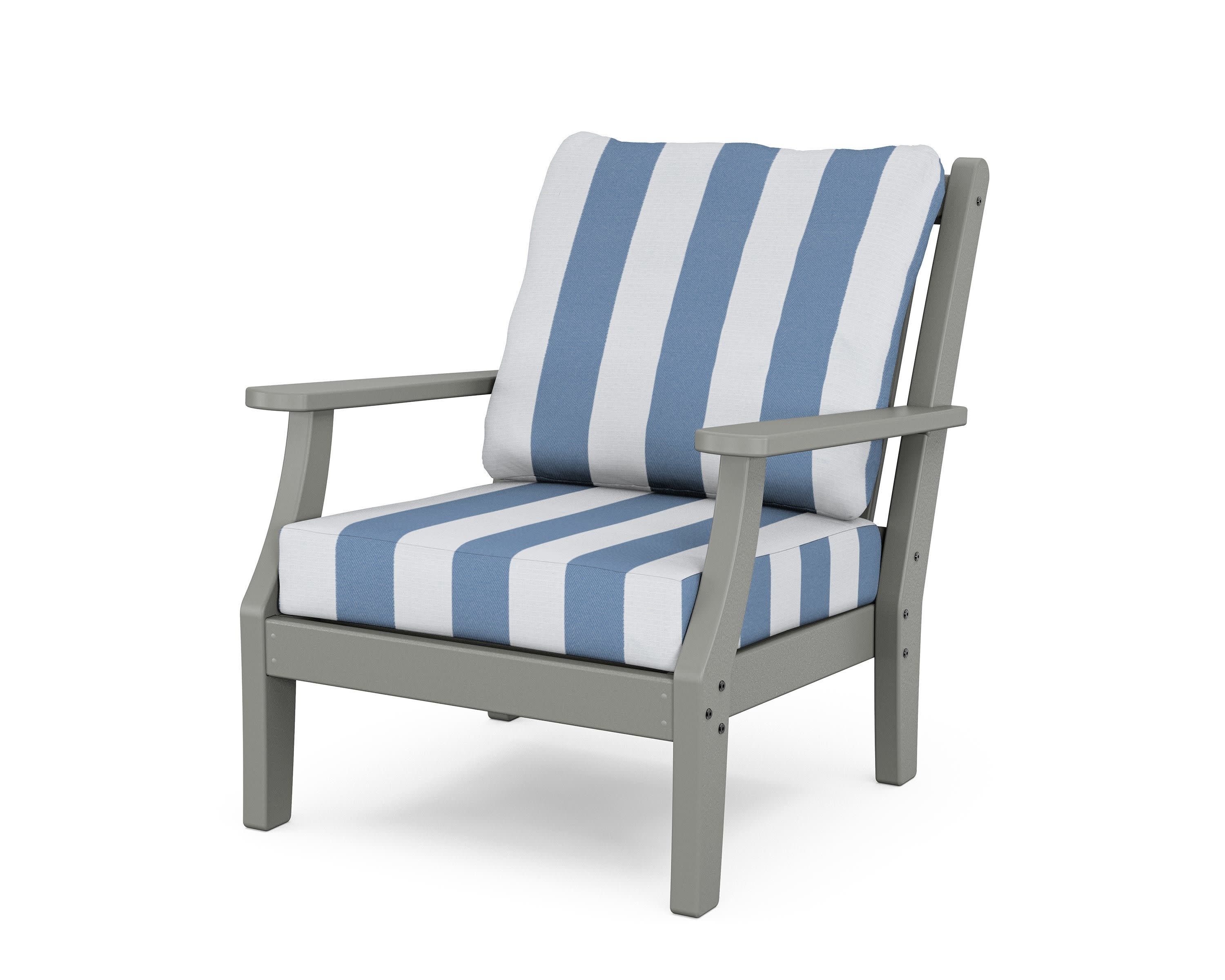 Wovendale Deep Seating Chair in Slate Grey / Cabana Stripe Sky Blue