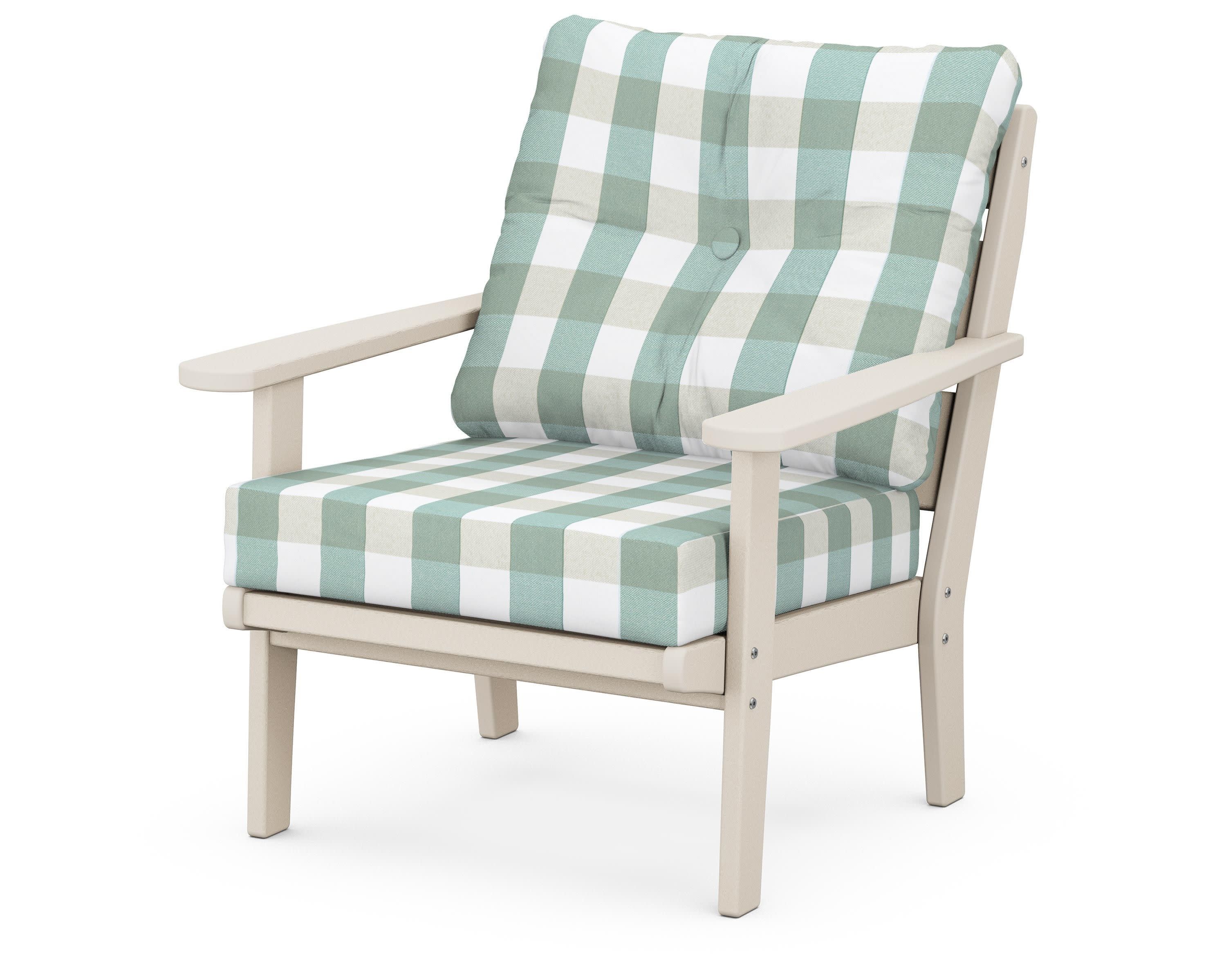 Lakeside Deep Seating Chair in Sand / Buffalo Plaid Glacier Spa