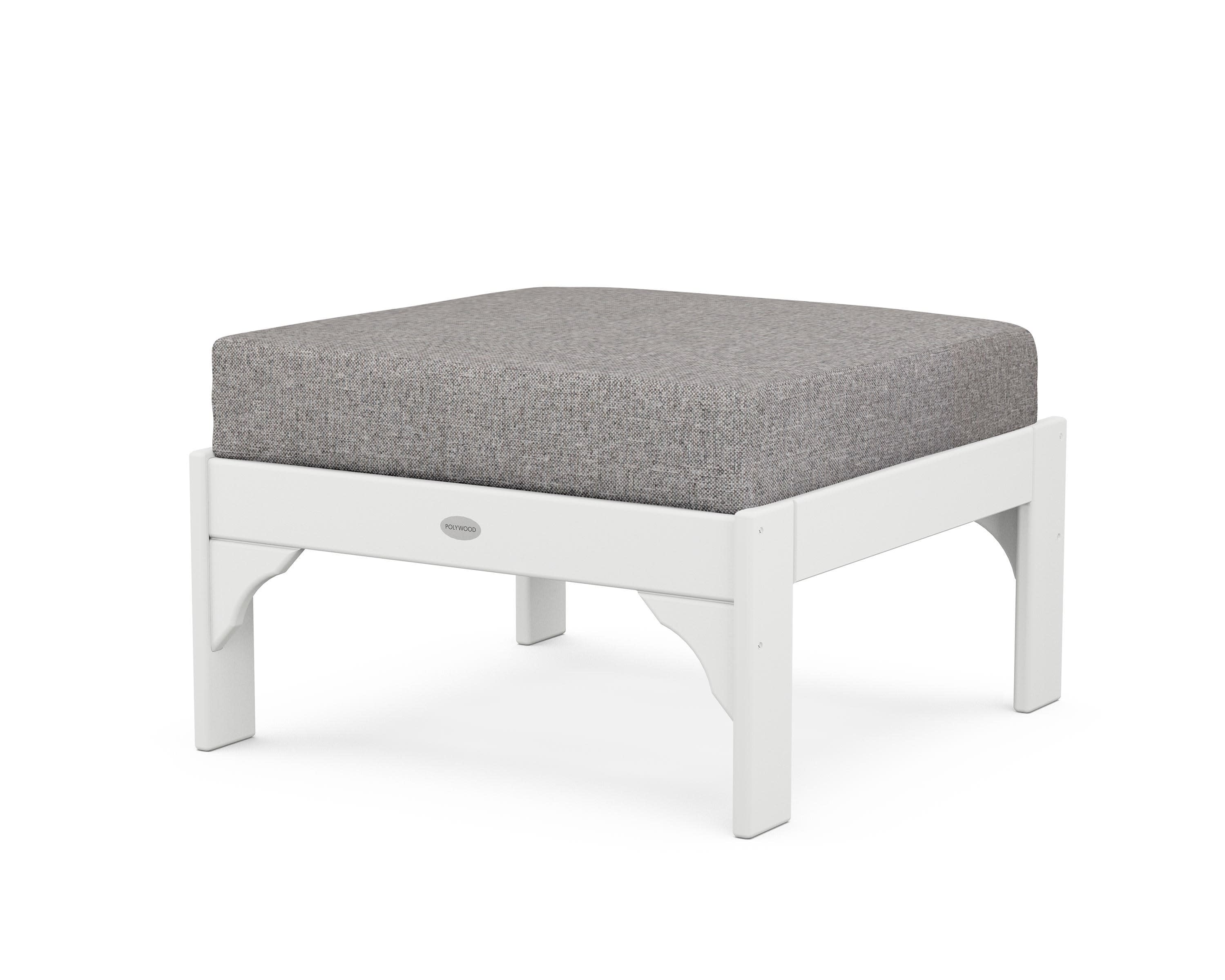 Vineyard Deep Seating Ottoman in White / Grey Mist
