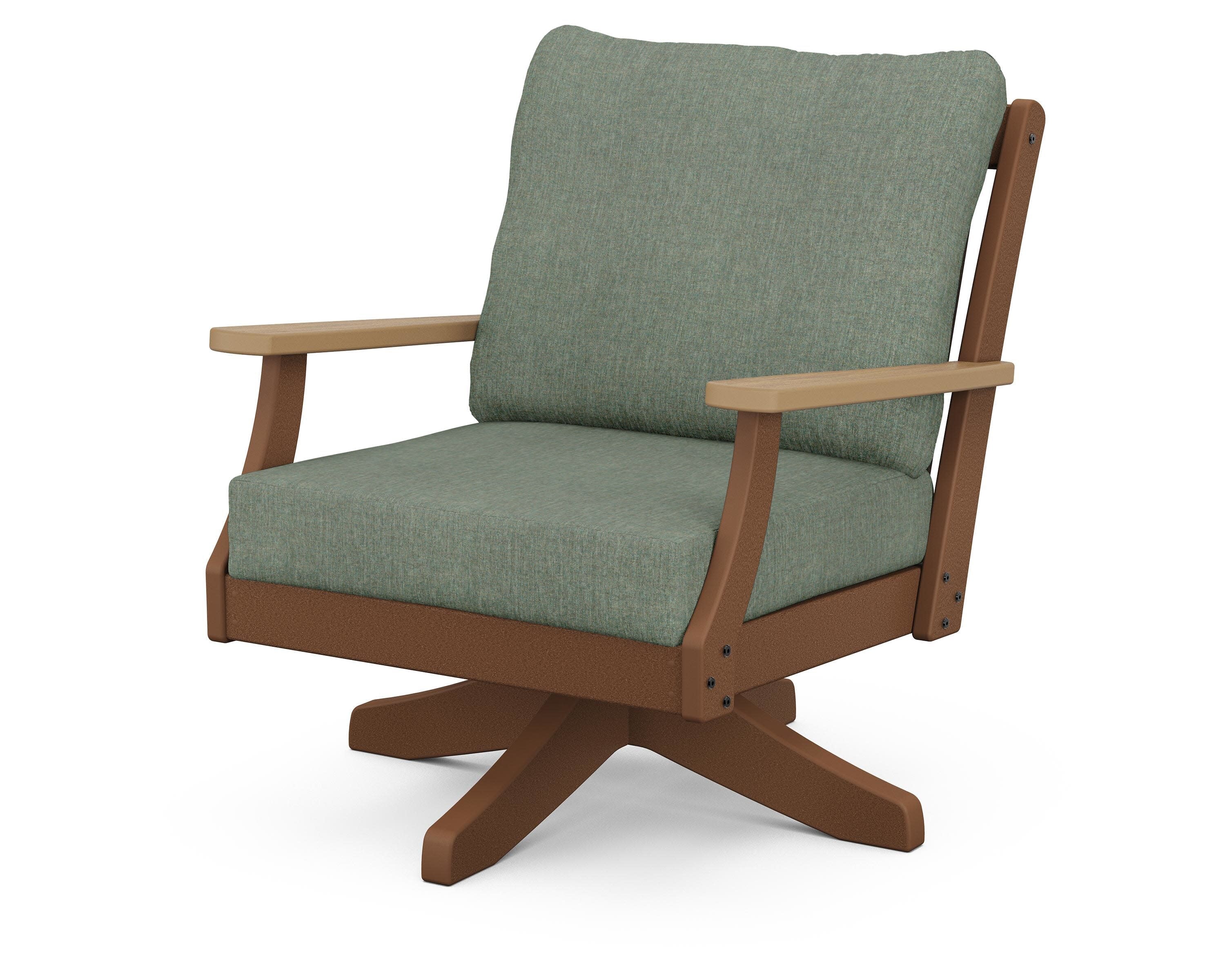Braxton Deep Seating Swivel Chair in Teak / Natural / Cast Sage