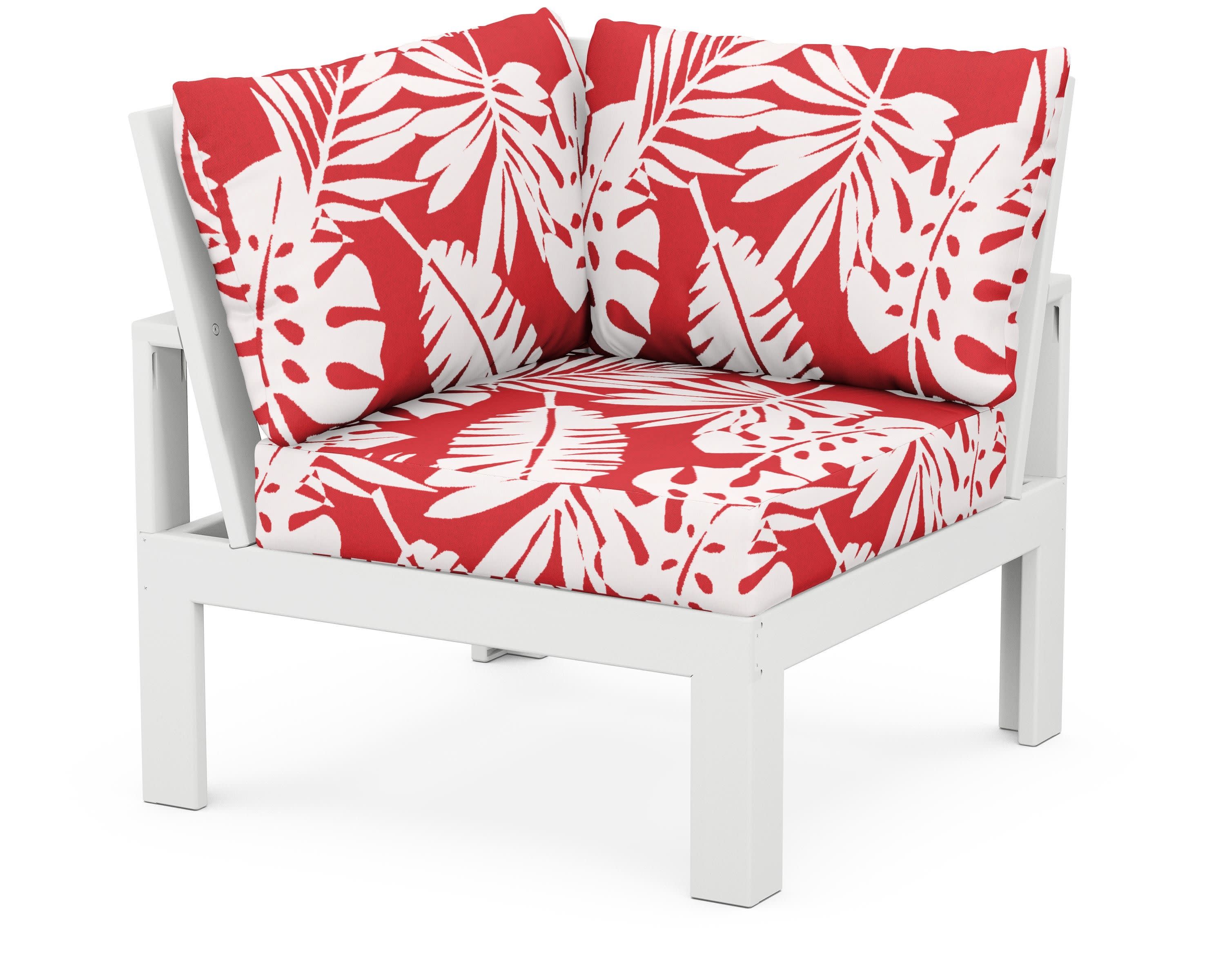 Modular Corner Chair in White / Leaf Crimson