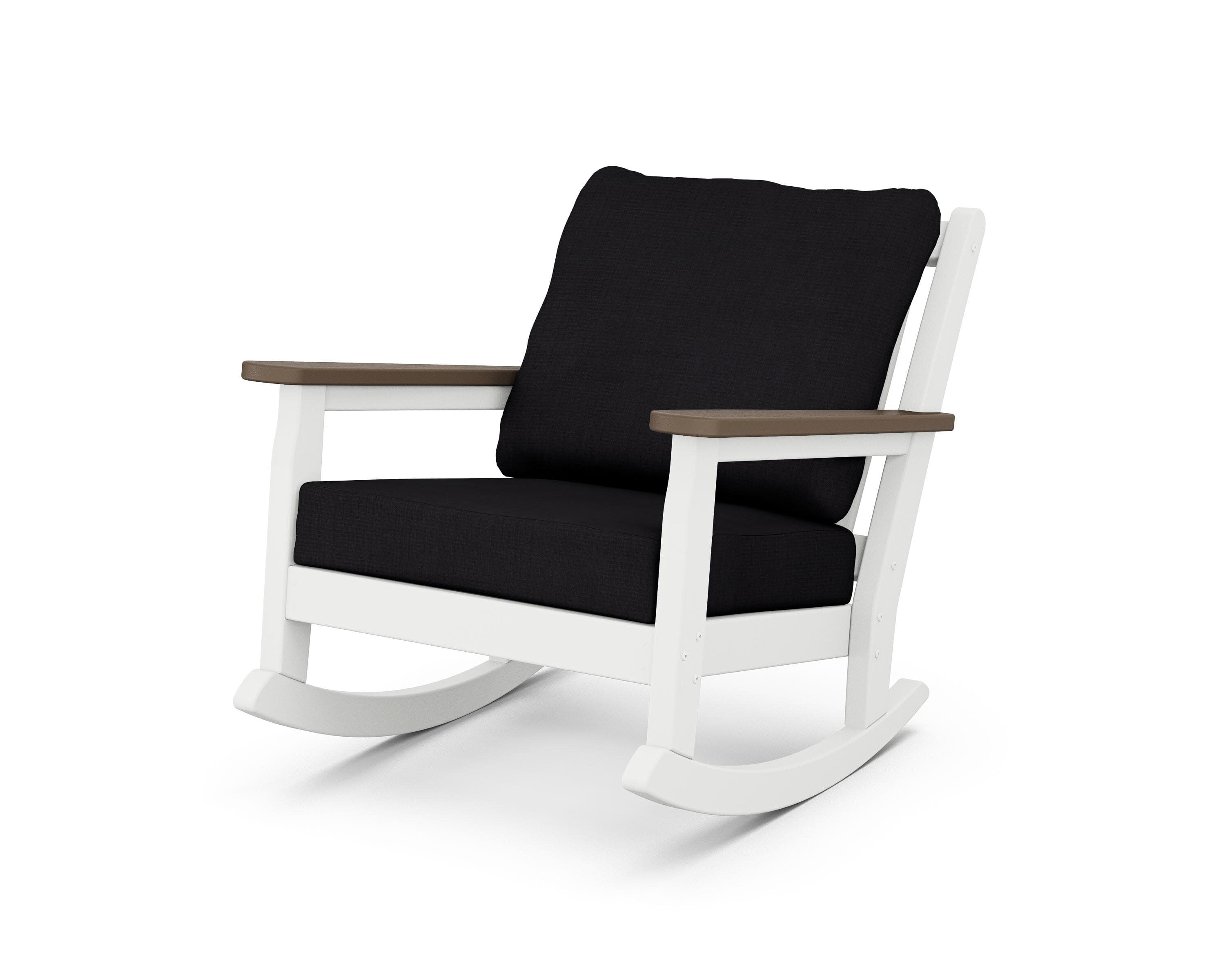 Chippendale Deep Seating Rocking Chair in White / Kona / Midnight Linen