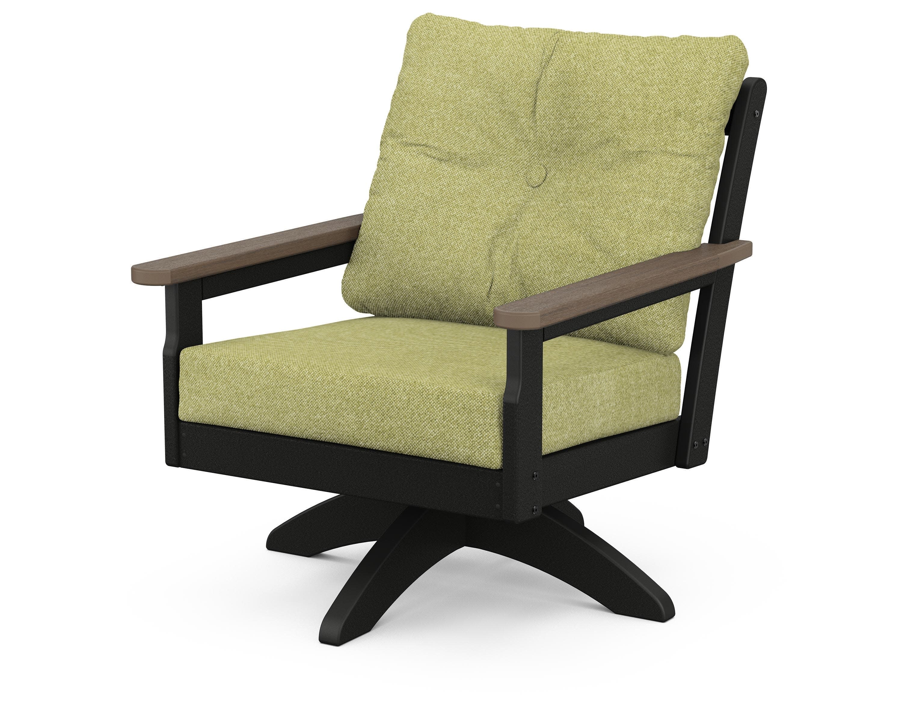 Vineyard Deep Seating Swivel Chair in Black / Kona / Chartreuse Boucle