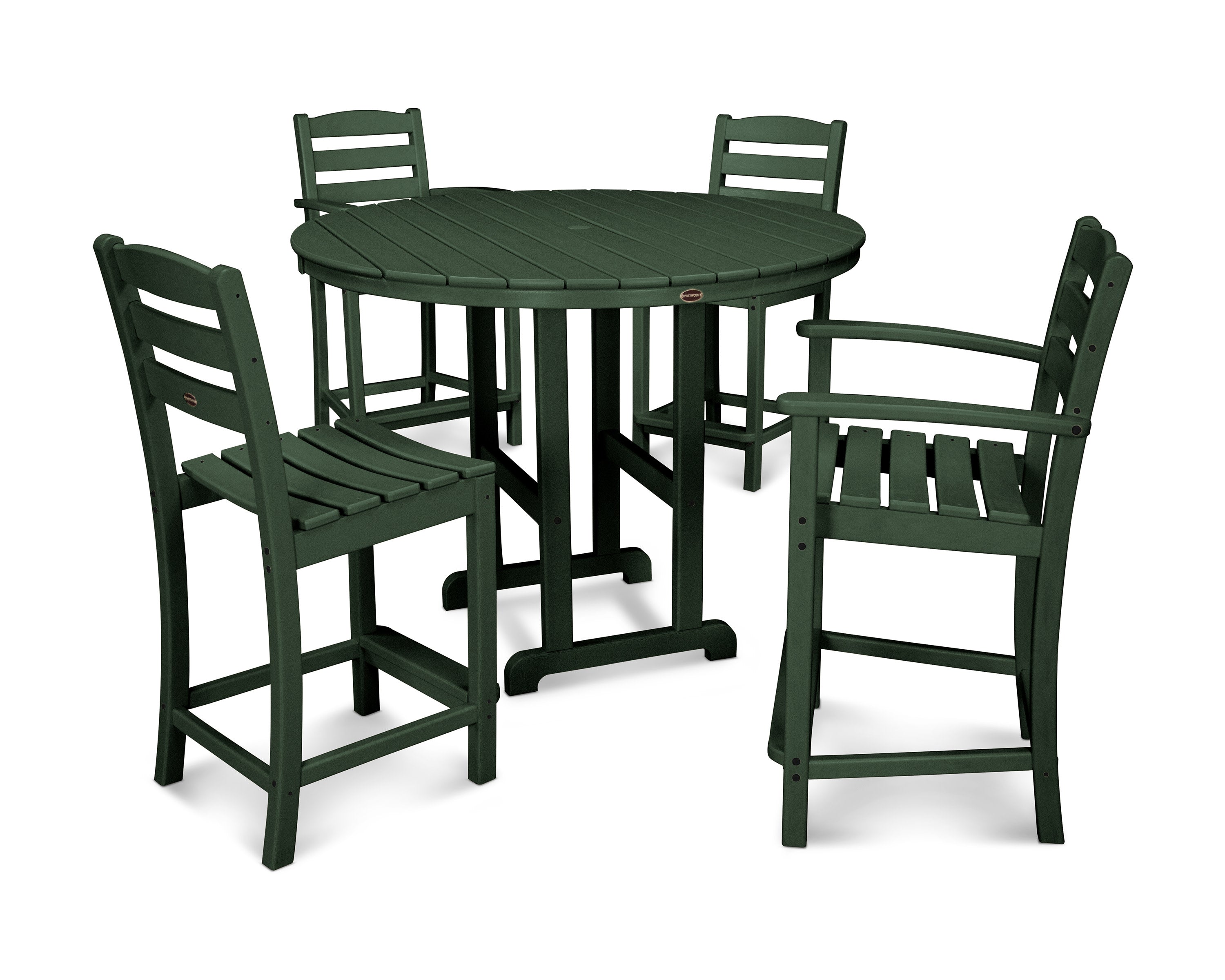 La Casa Caf 5-Piece Round Farmhouse Counter Dining Set in Green