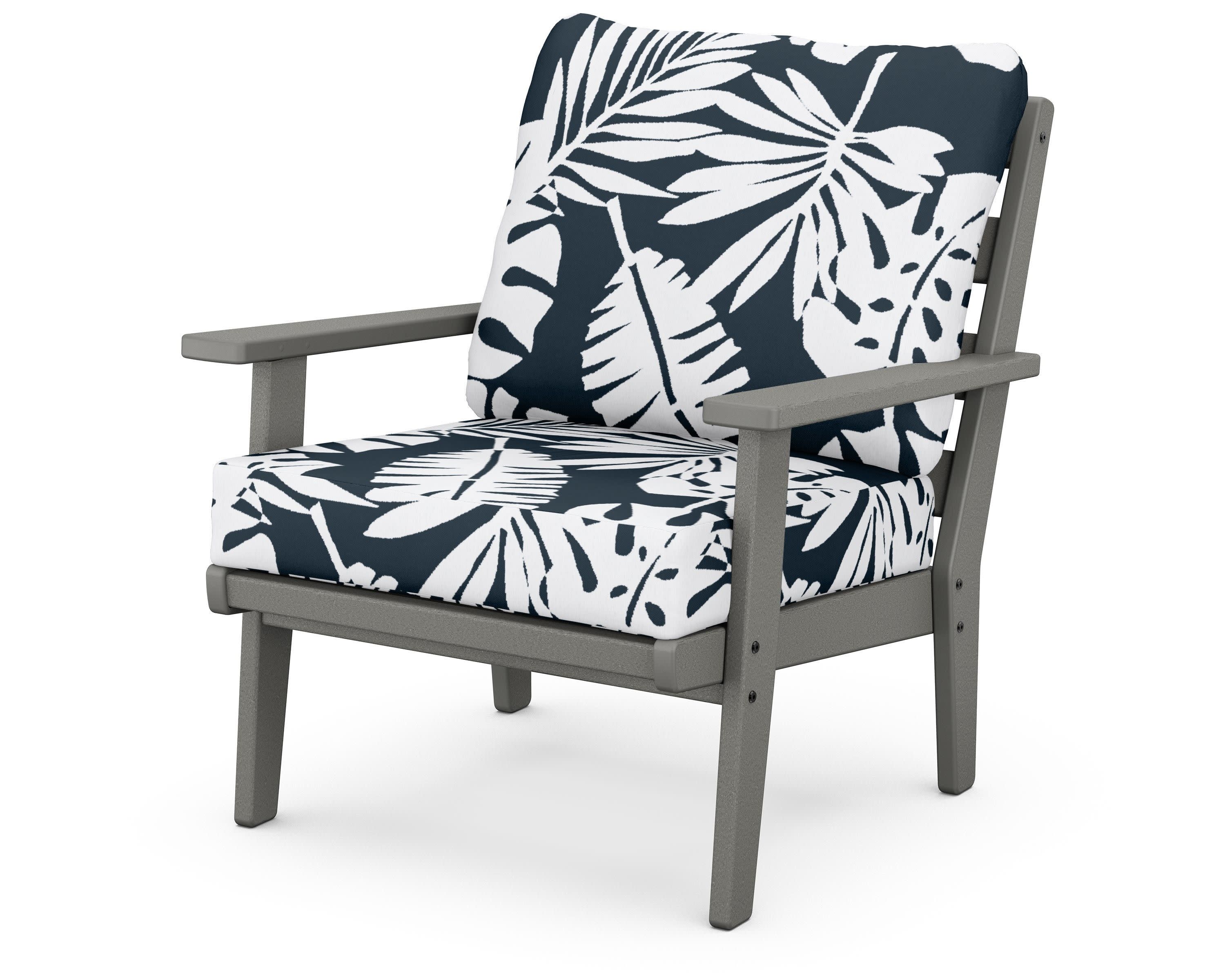 Grant Park Deep Seating Chair in Slate Grey / Leaf Marine Indigo
