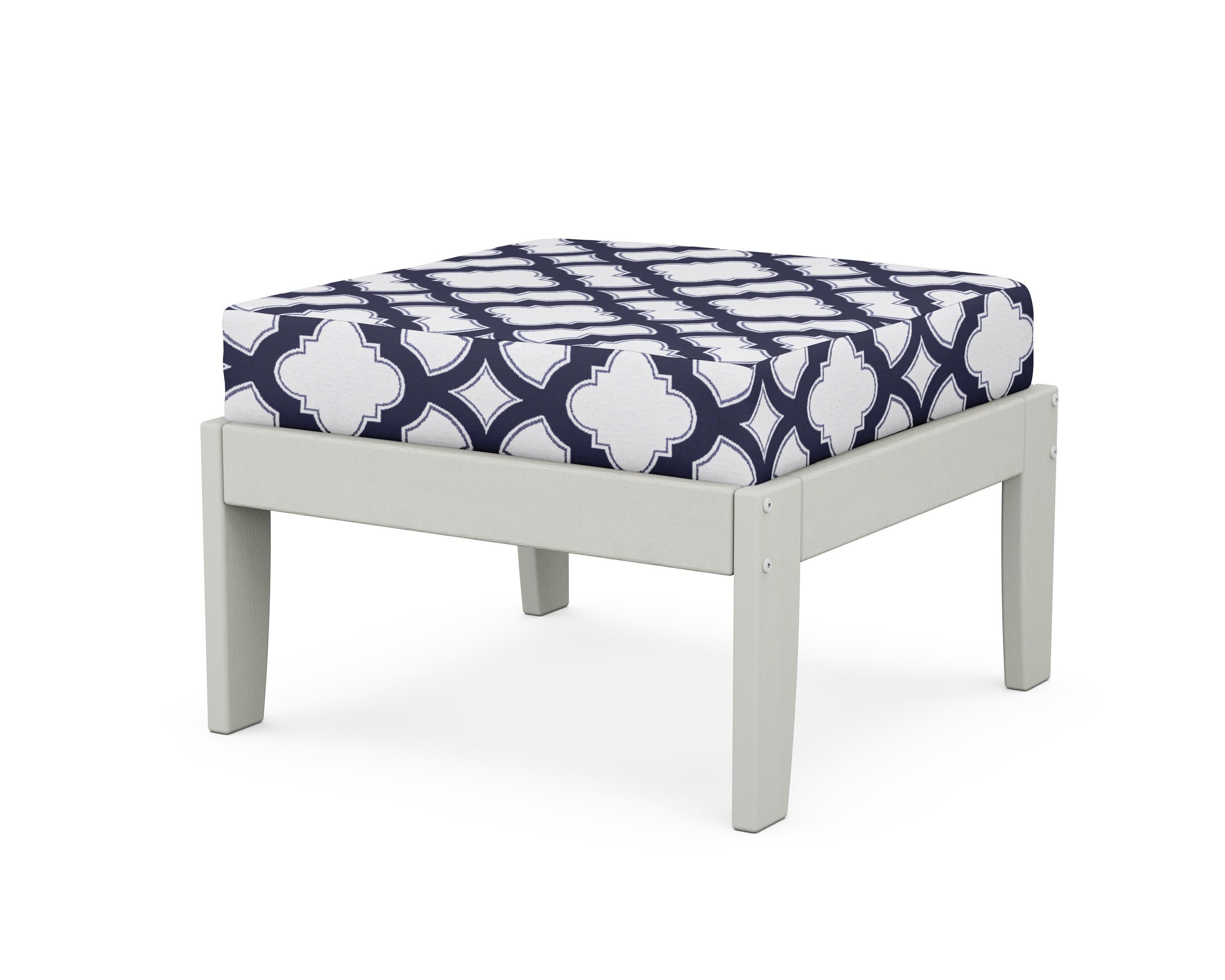 Modular Ottoman - Classic in Vintage White / Trellis Navy