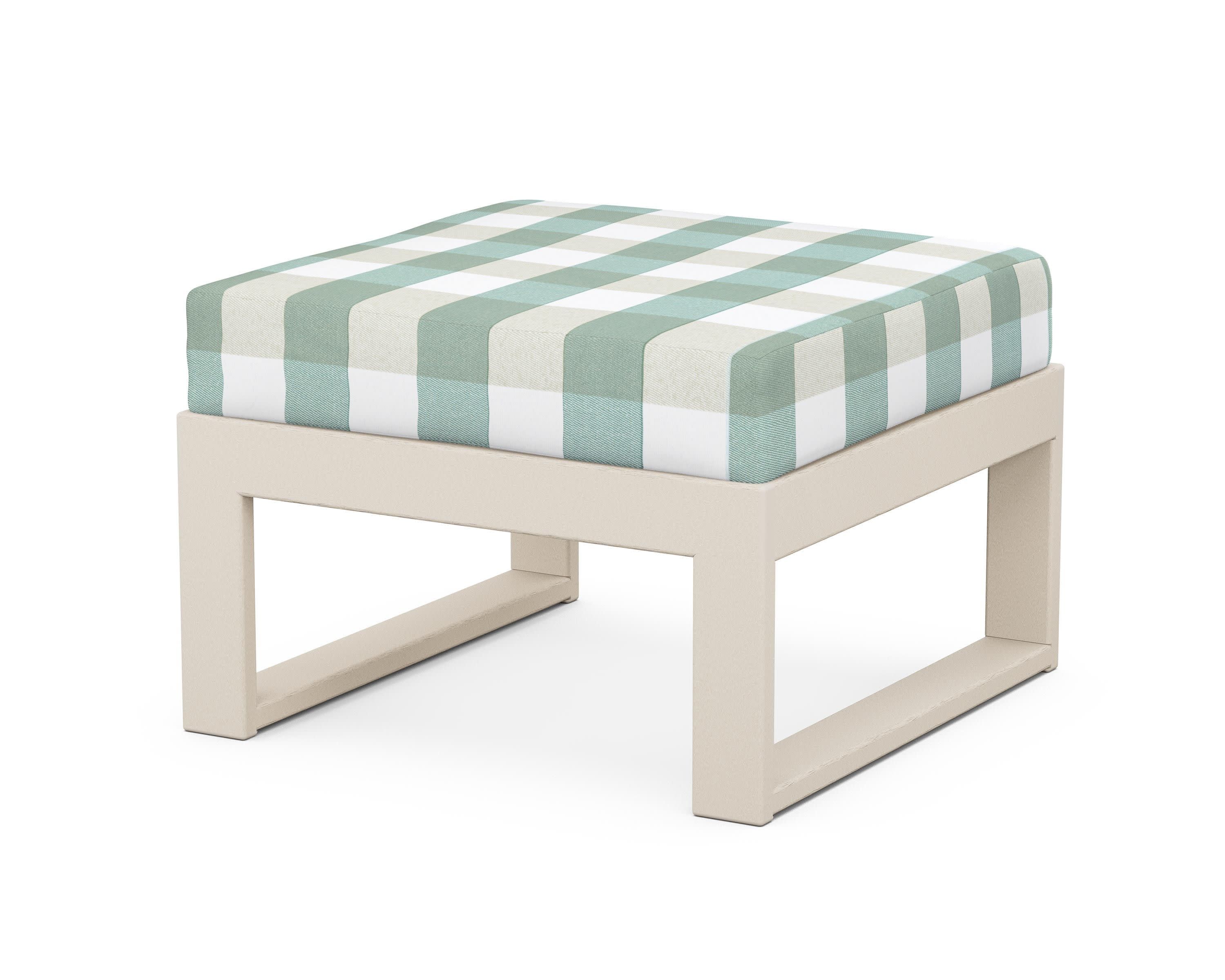 Modular Ottoman - Modern in Sand / Buffalo Plaid Glacier Spa