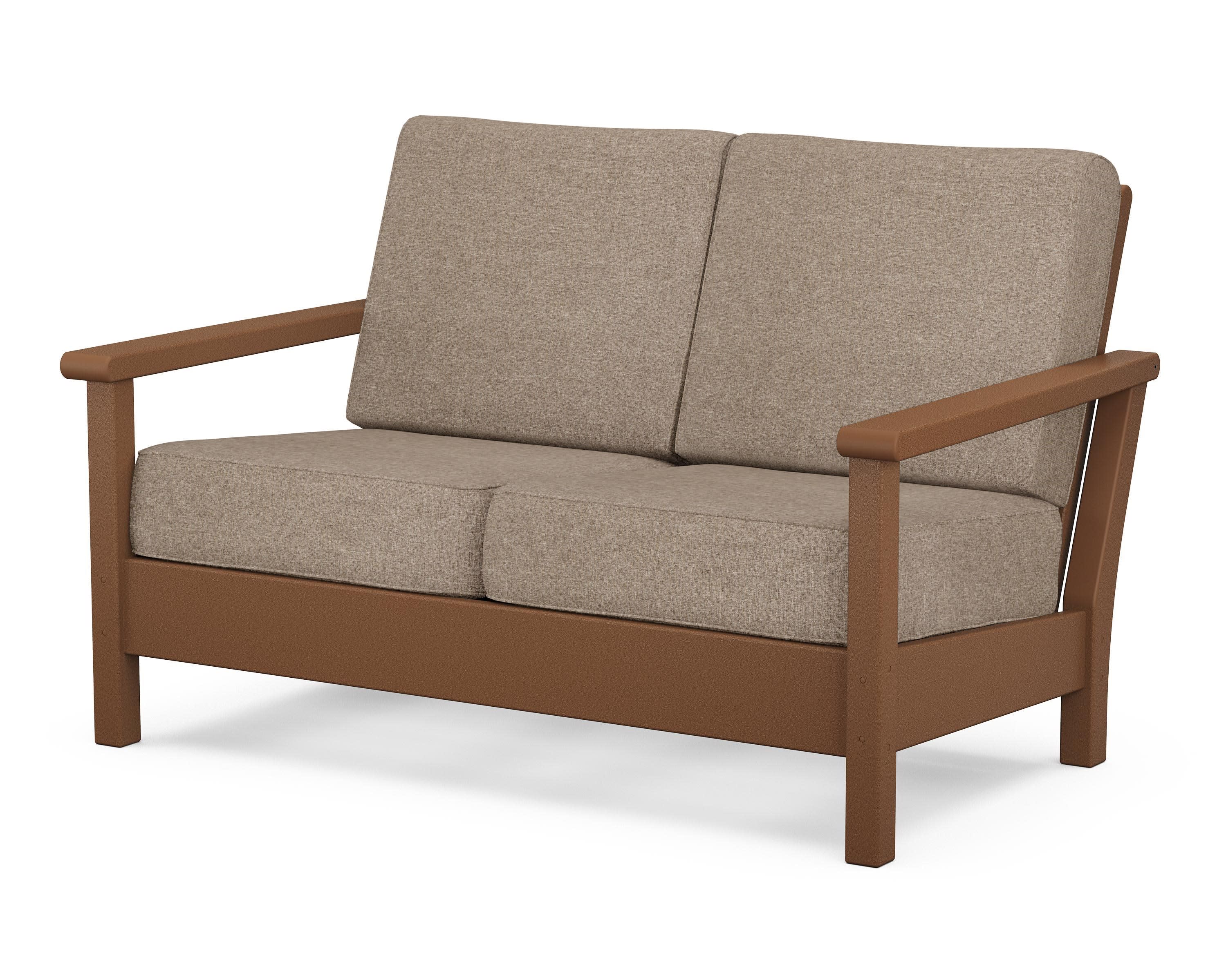 Harbour Deep Seating Loveseat in Teak / Spiced Burlap